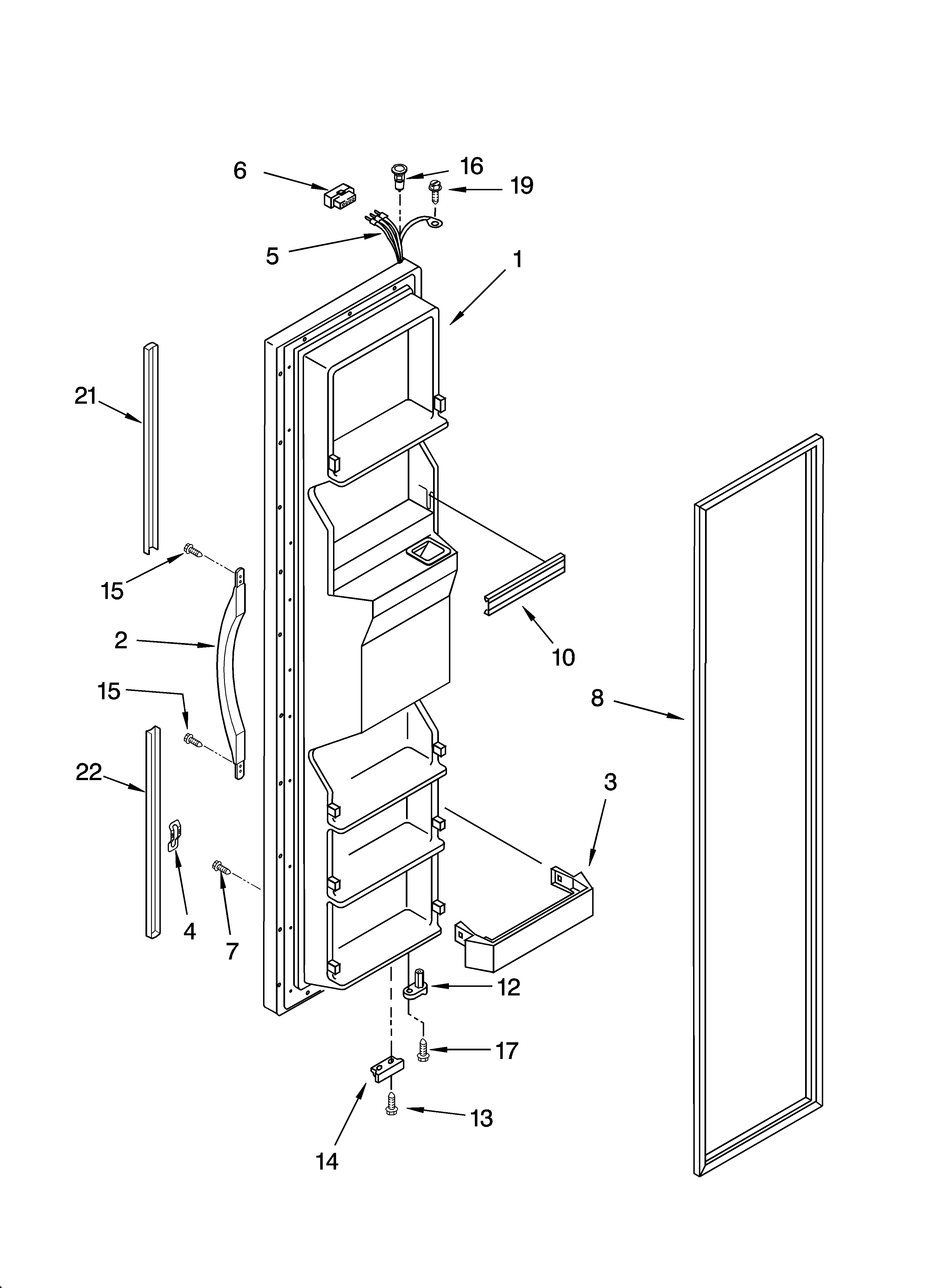 Kenmore 10653542300 freezer door parts diagram