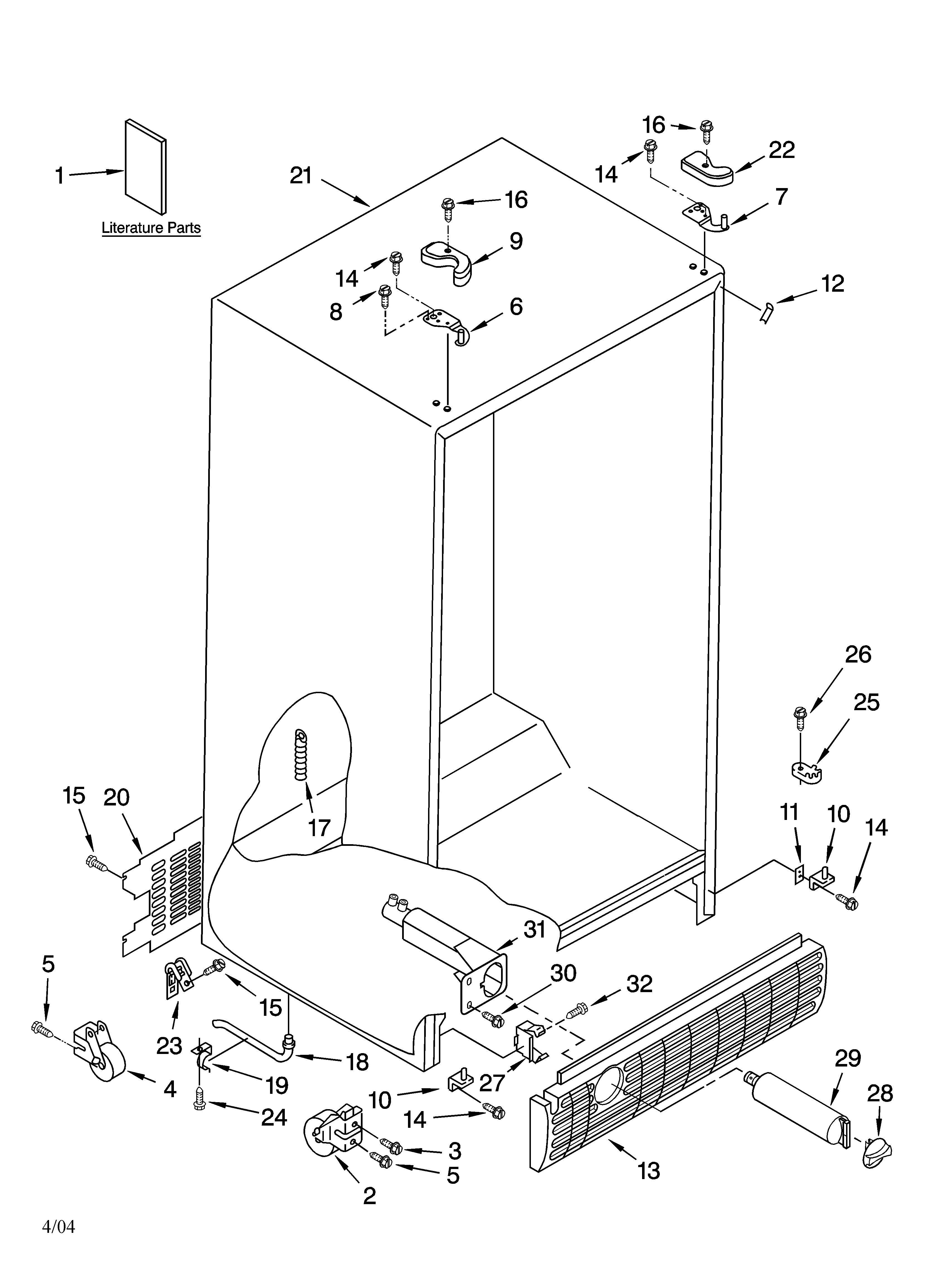 Kenmore 10653594300 cabinet parts diagram