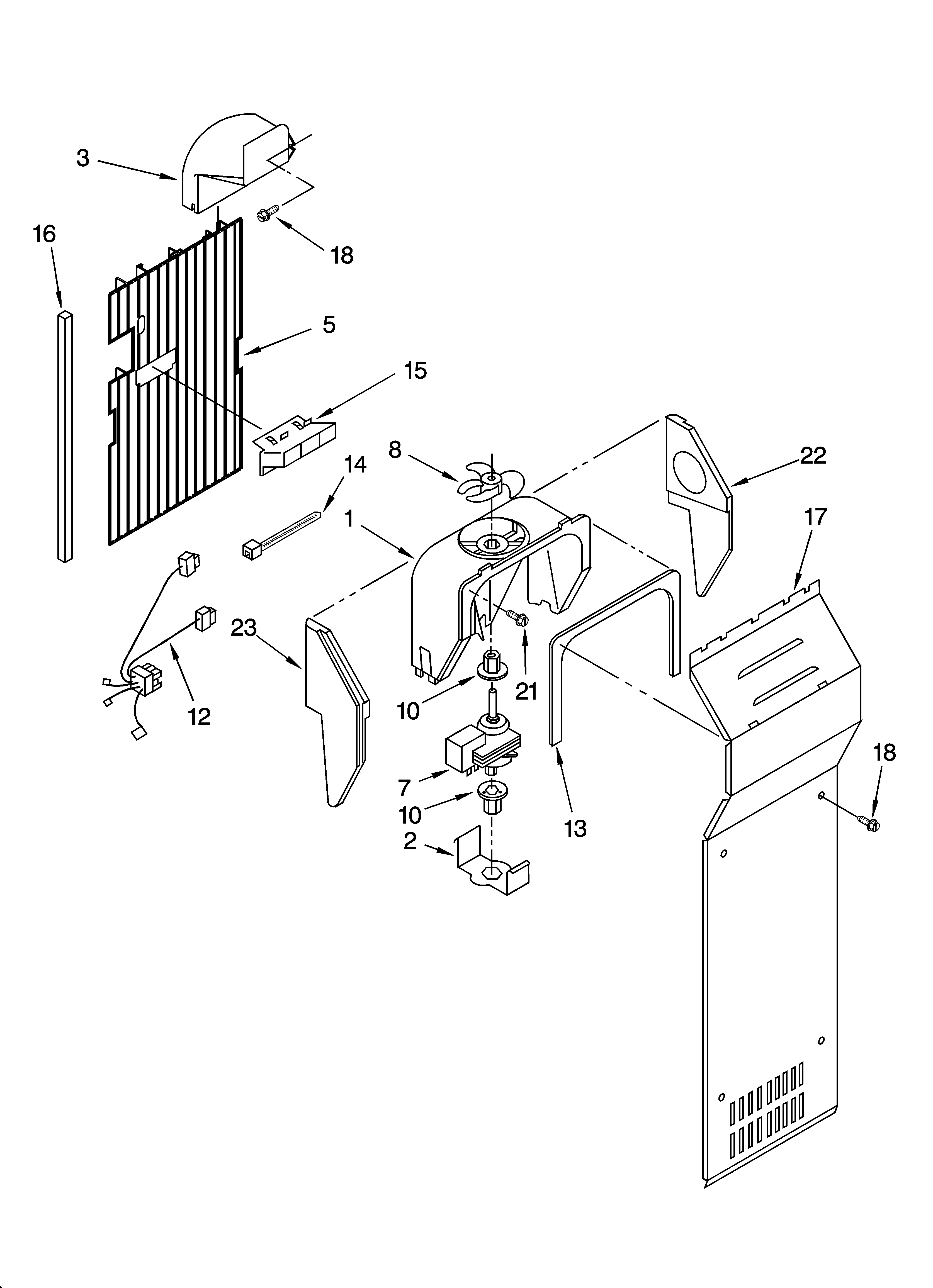 Kenmore 10653594300 air flow parts diagram