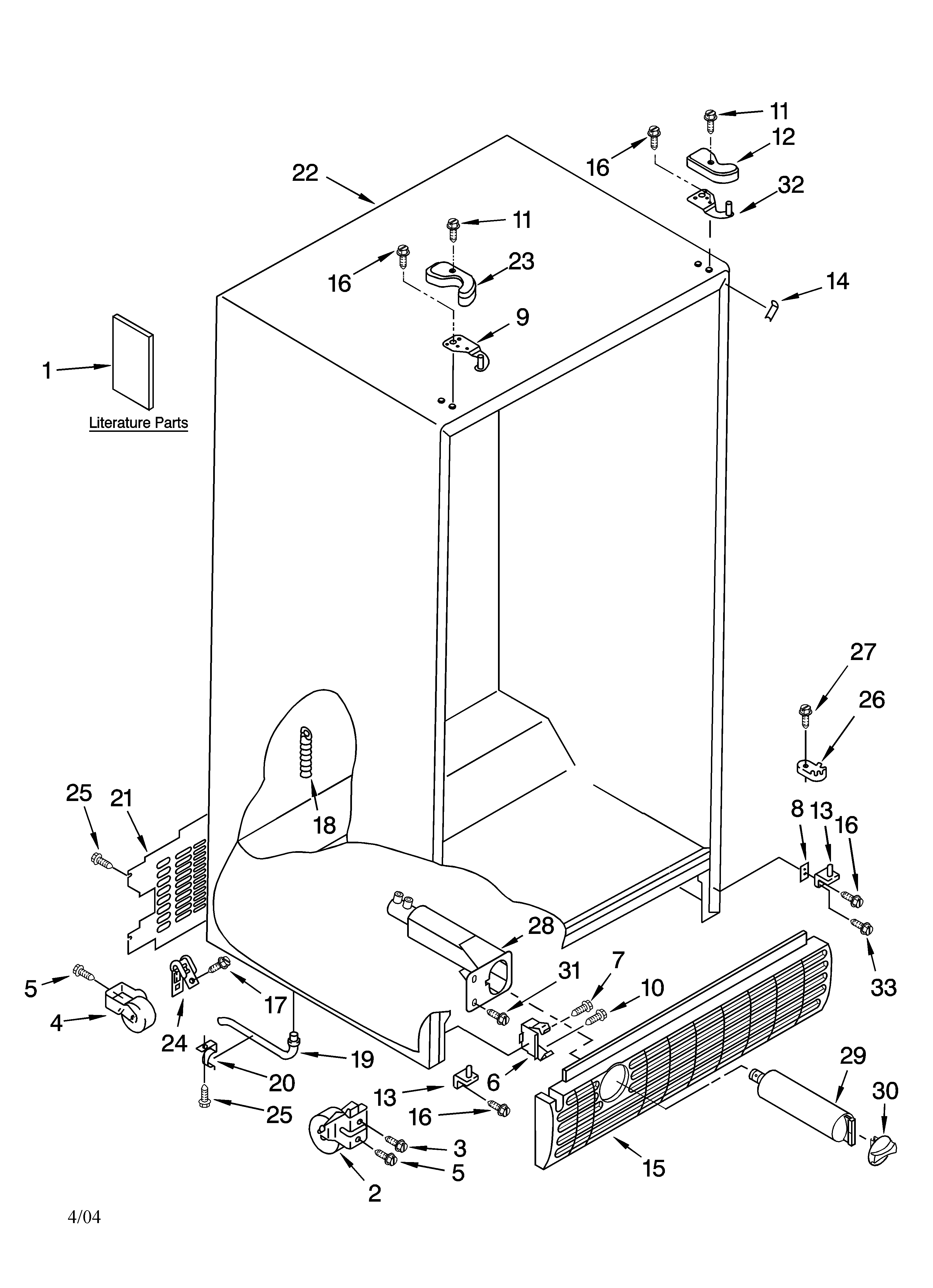 Kenmore 10653632300 cabinet parts diagram