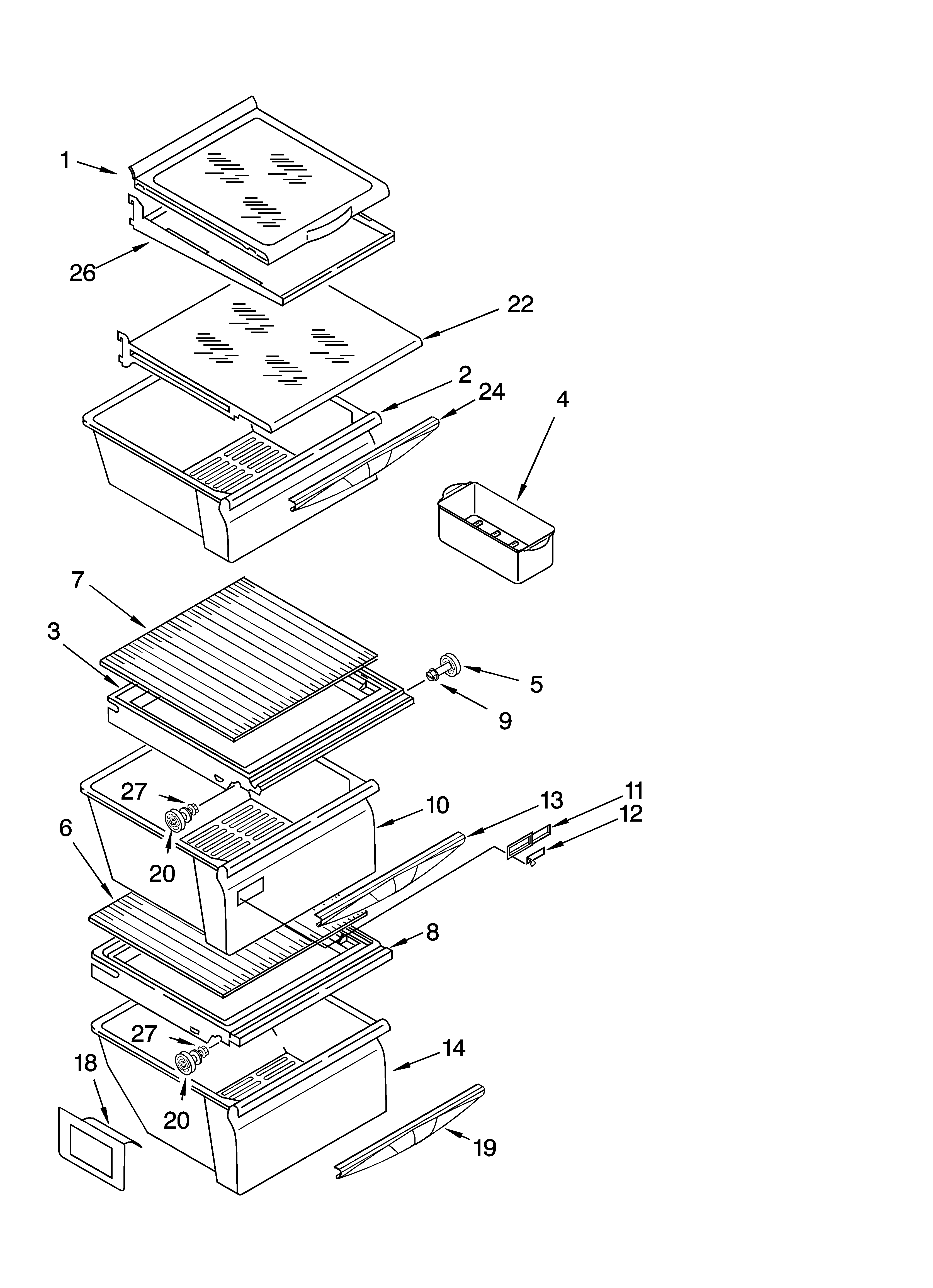 Kenmore 10653632300 refrigerator shelf parts diagram