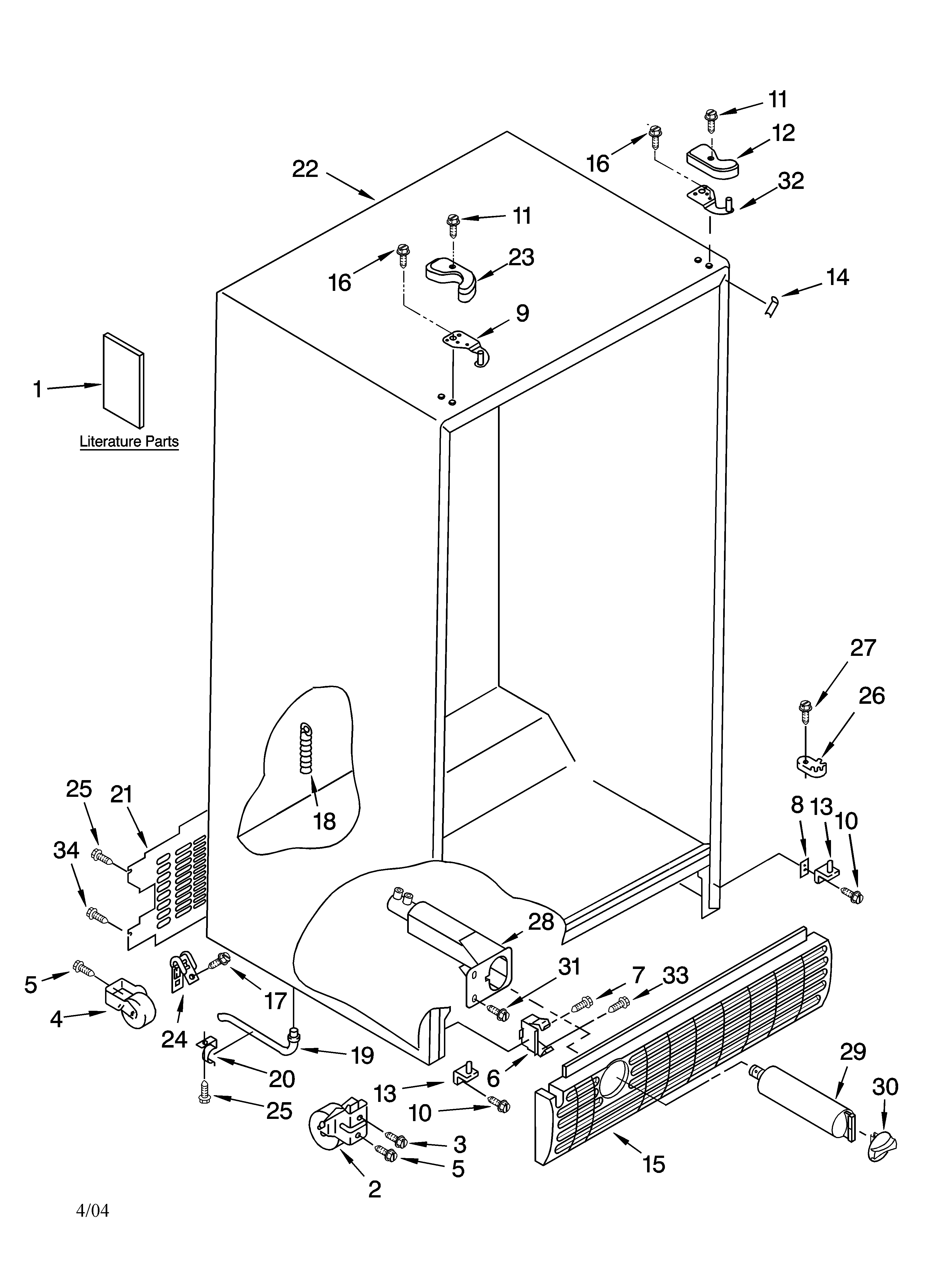 Kenmore 10653652300 cabinet parts diagram