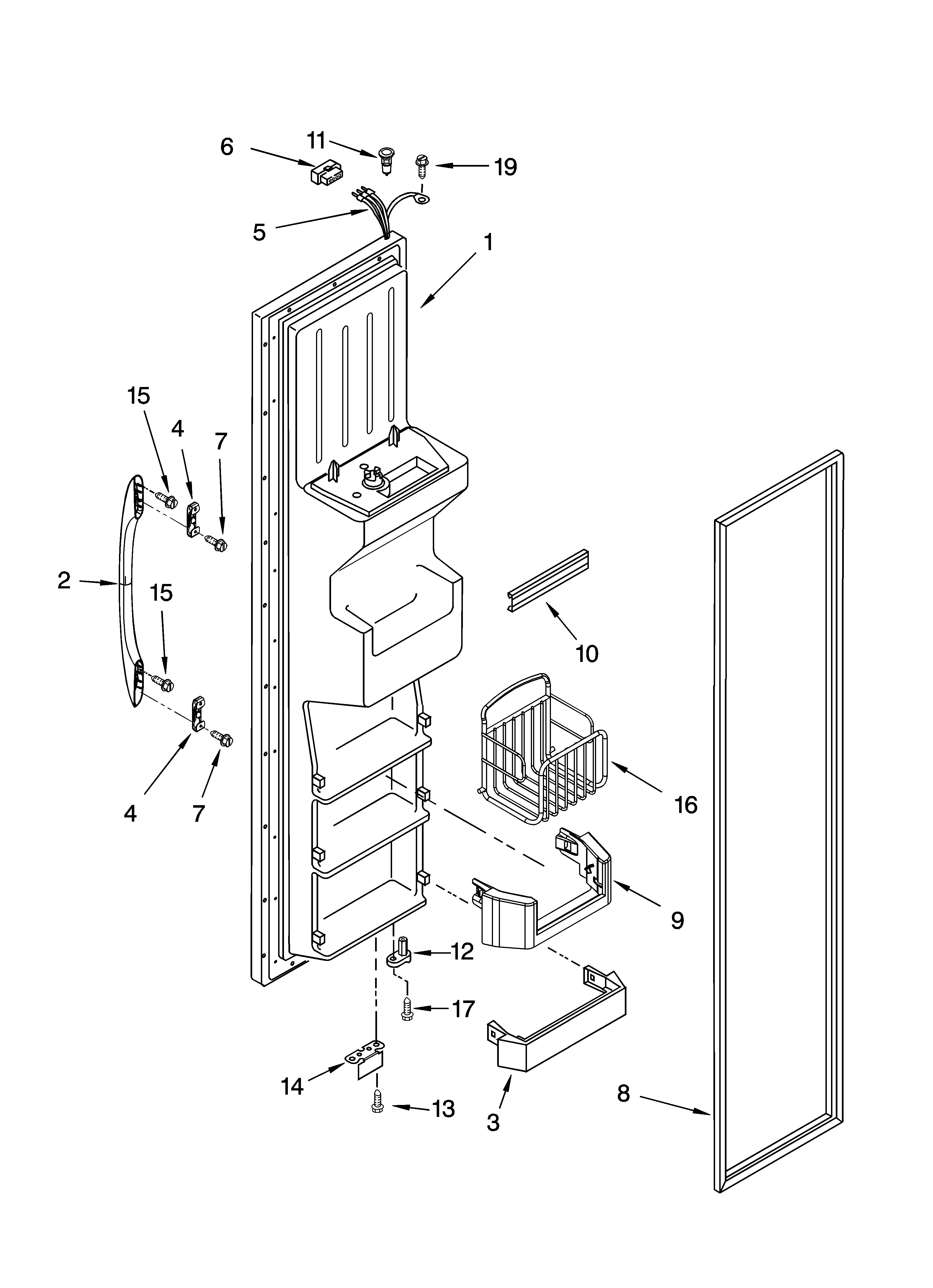 Kenmore 10653652300 freezer door parts diagram