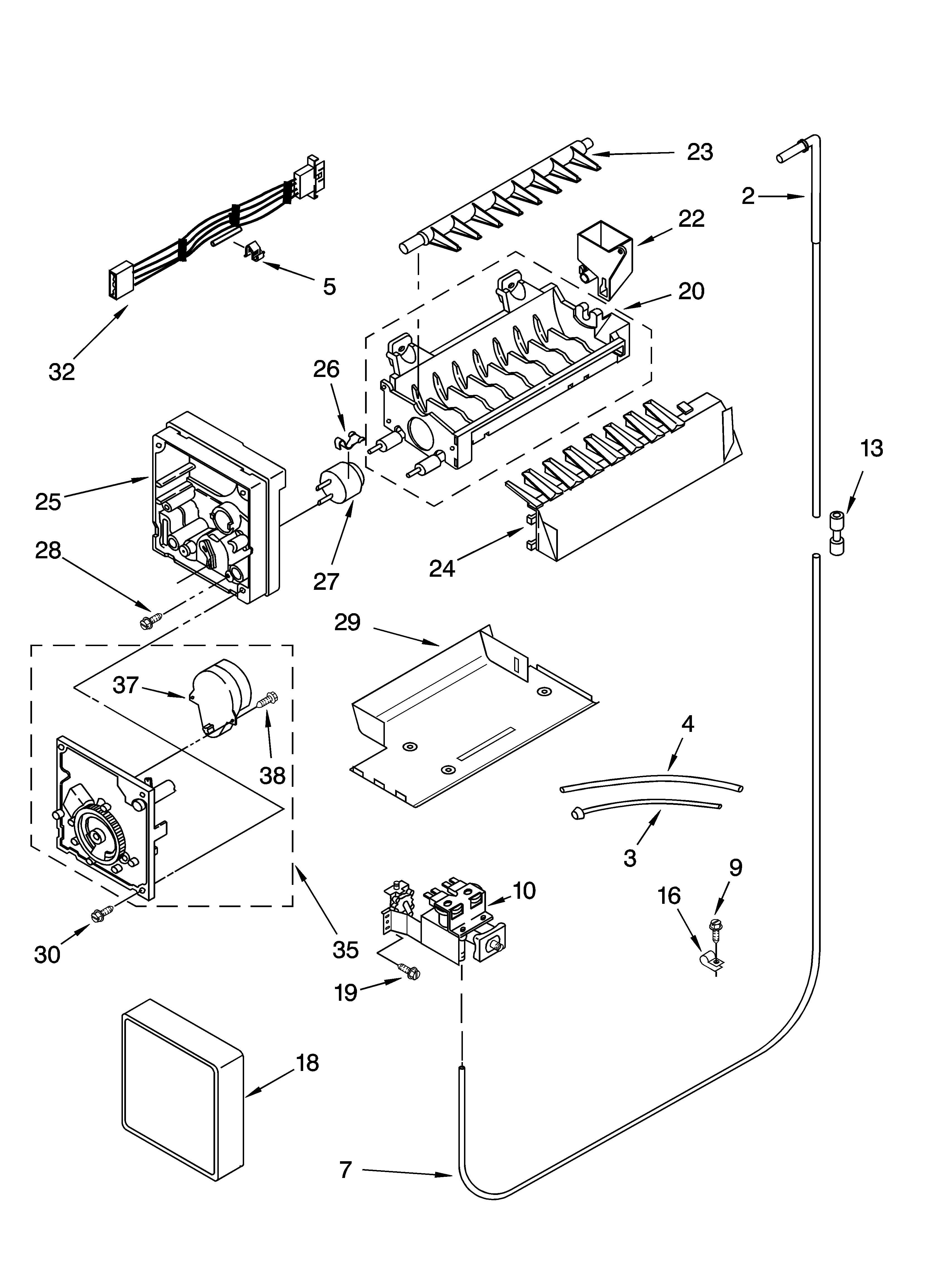 Kenmore 10653652300 icemaker parts, parts not illustrated diagram