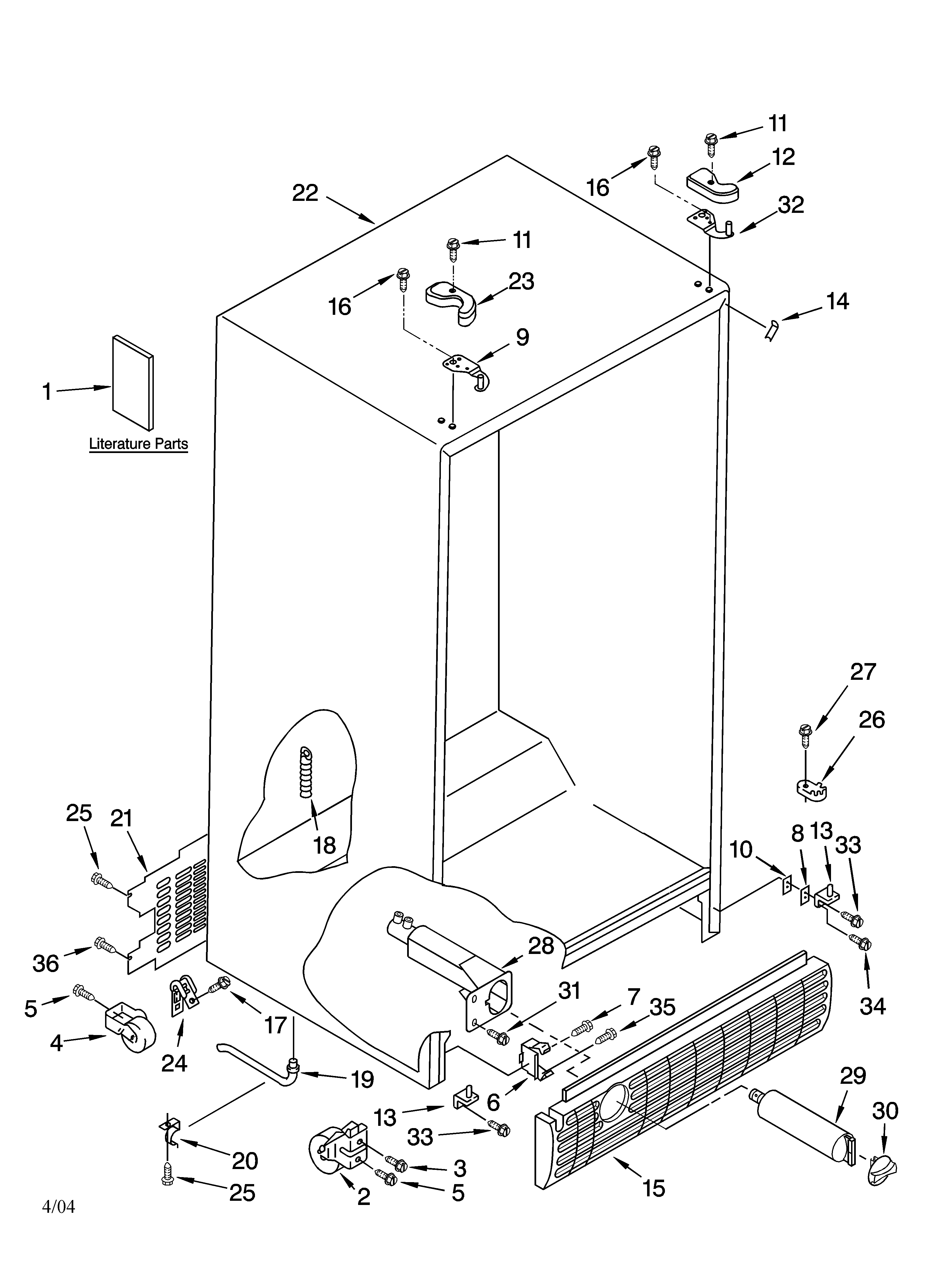 Kenmore 10653869300 cabinet parts diagram