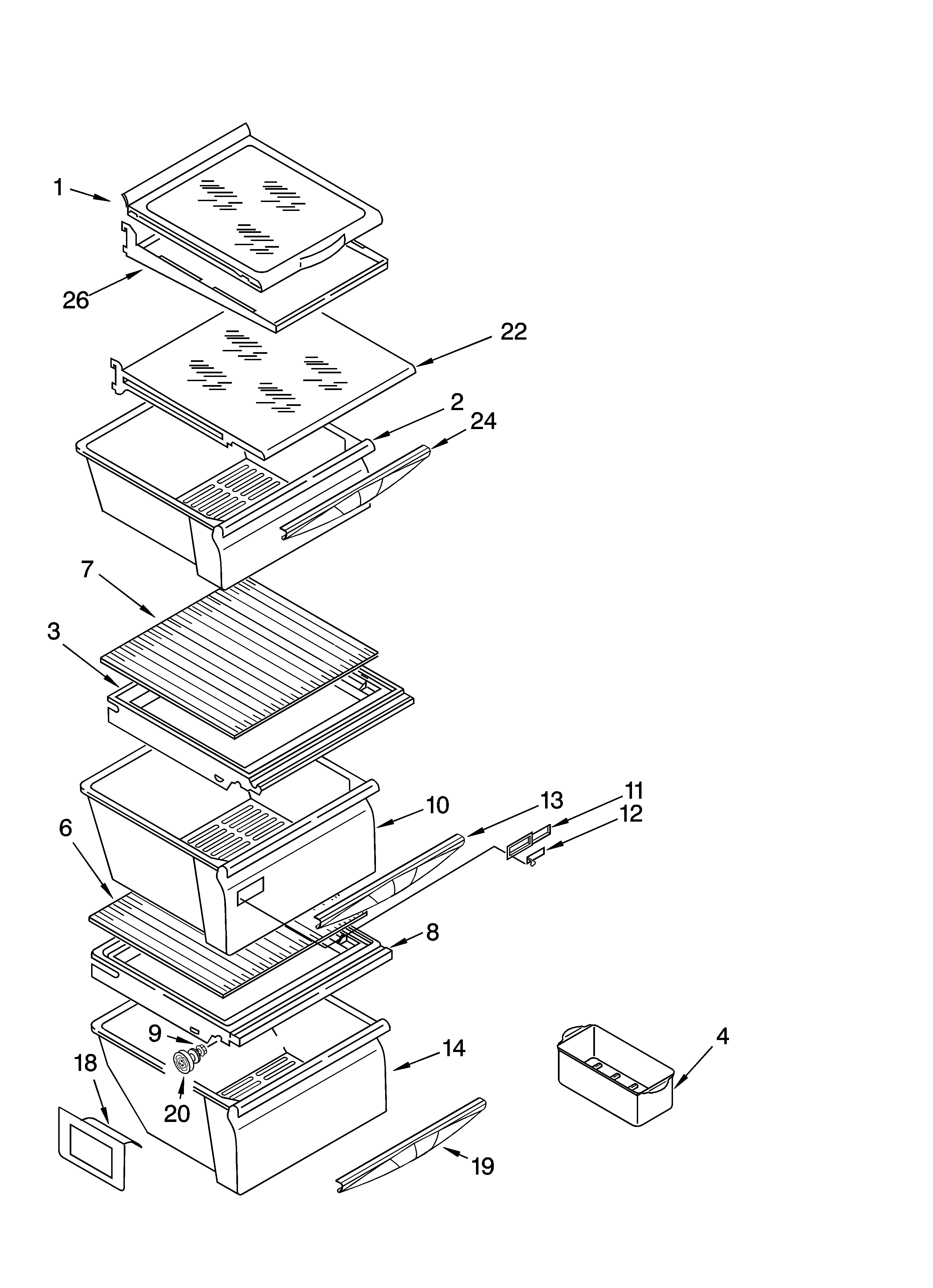 Kenmore 10653869300 refrigerator shelf parts diagram