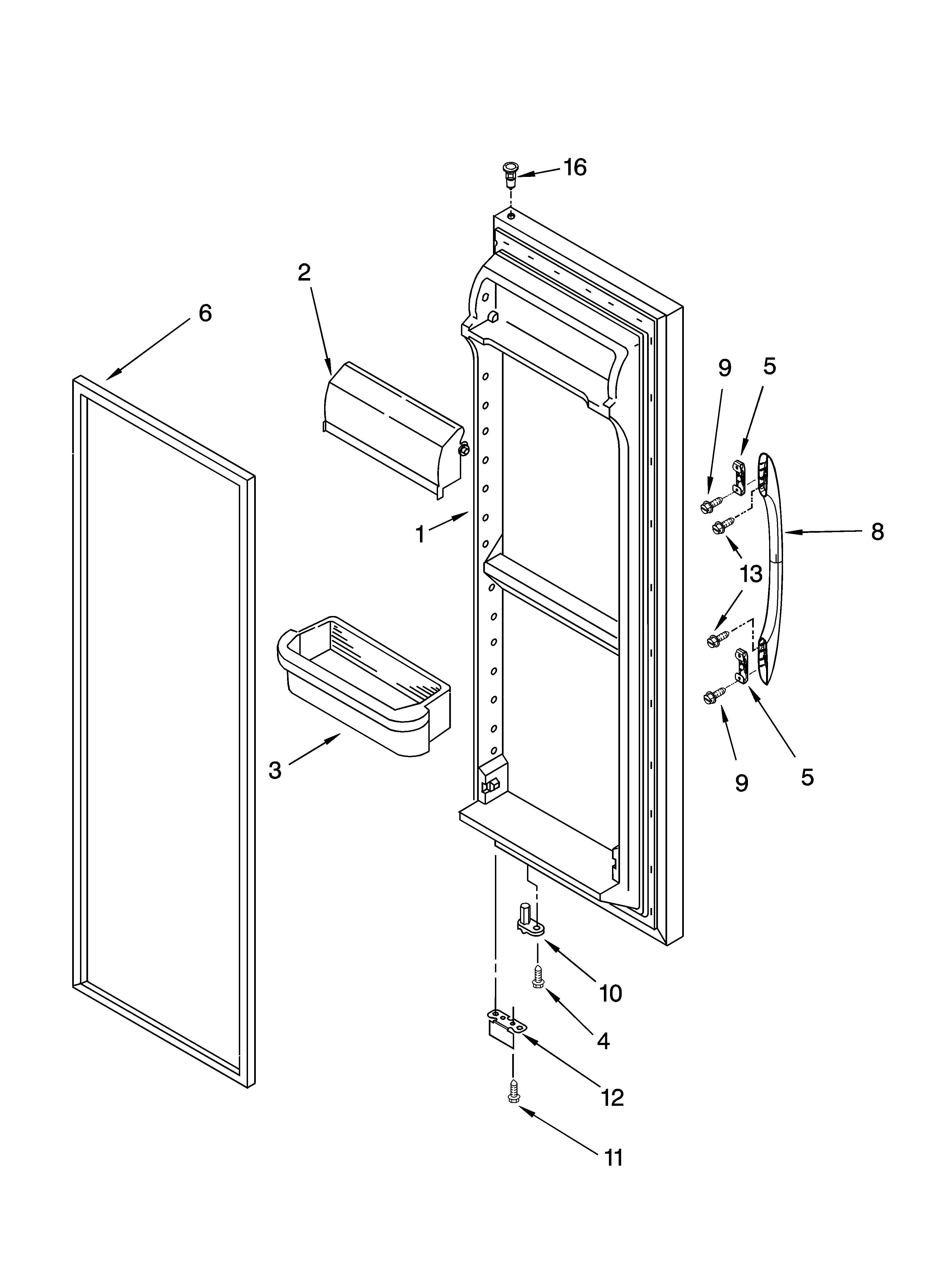 Kenmore 10653869300 refrigerator door parts diagram