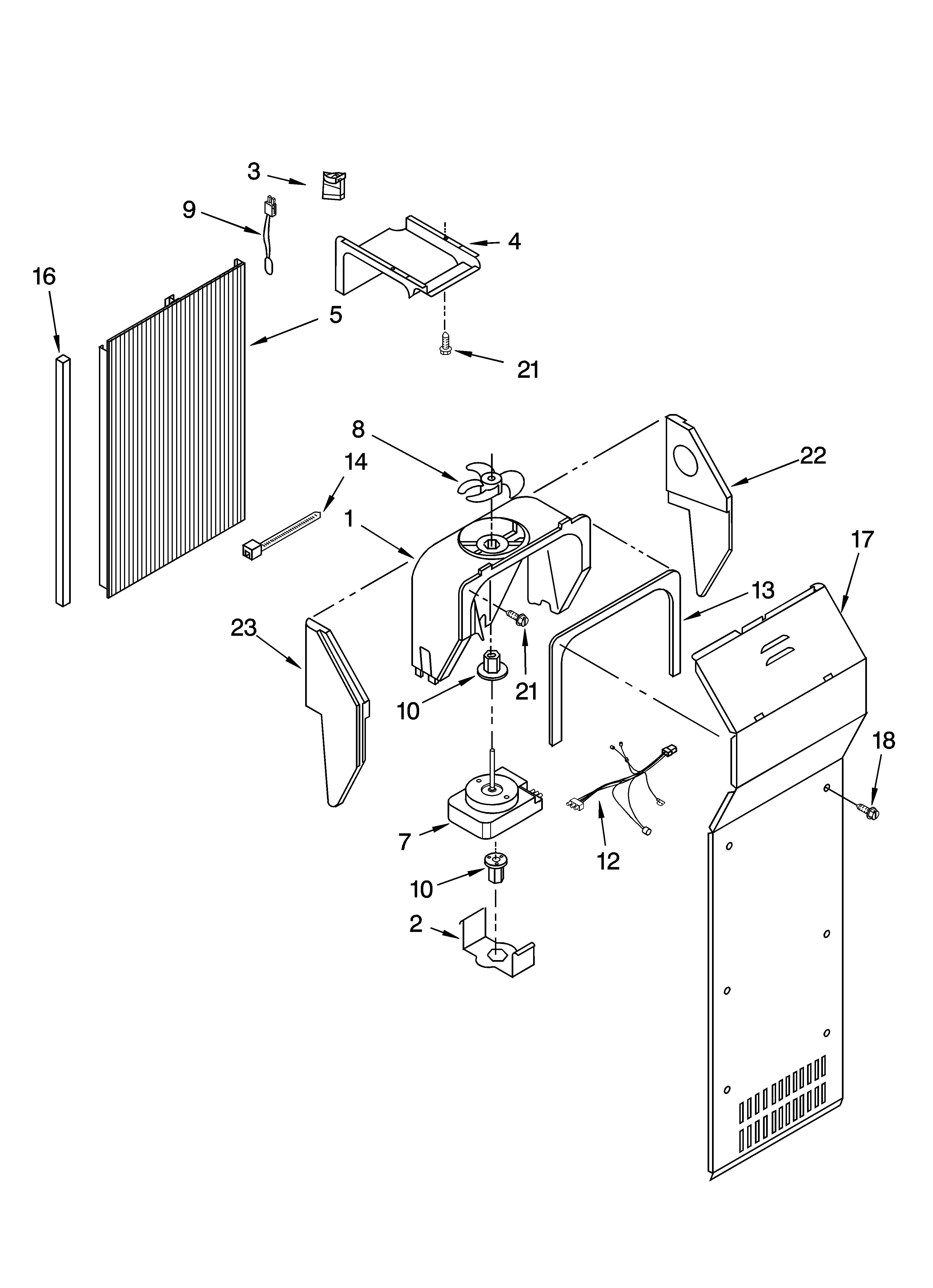 Kenmore 10653869300 air flow parts diagram