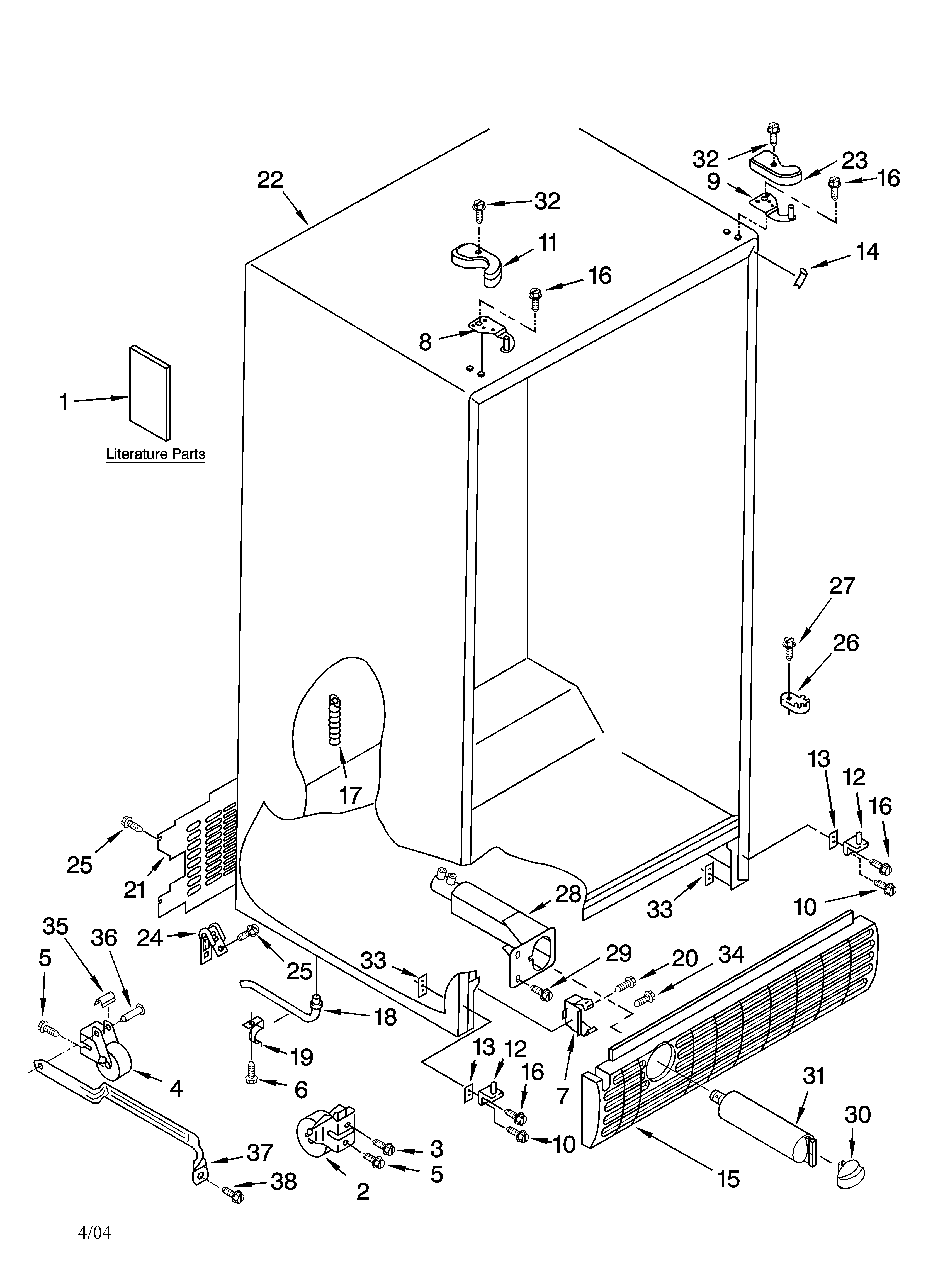 Kenmore 10654214300 cabinet parts diagram
