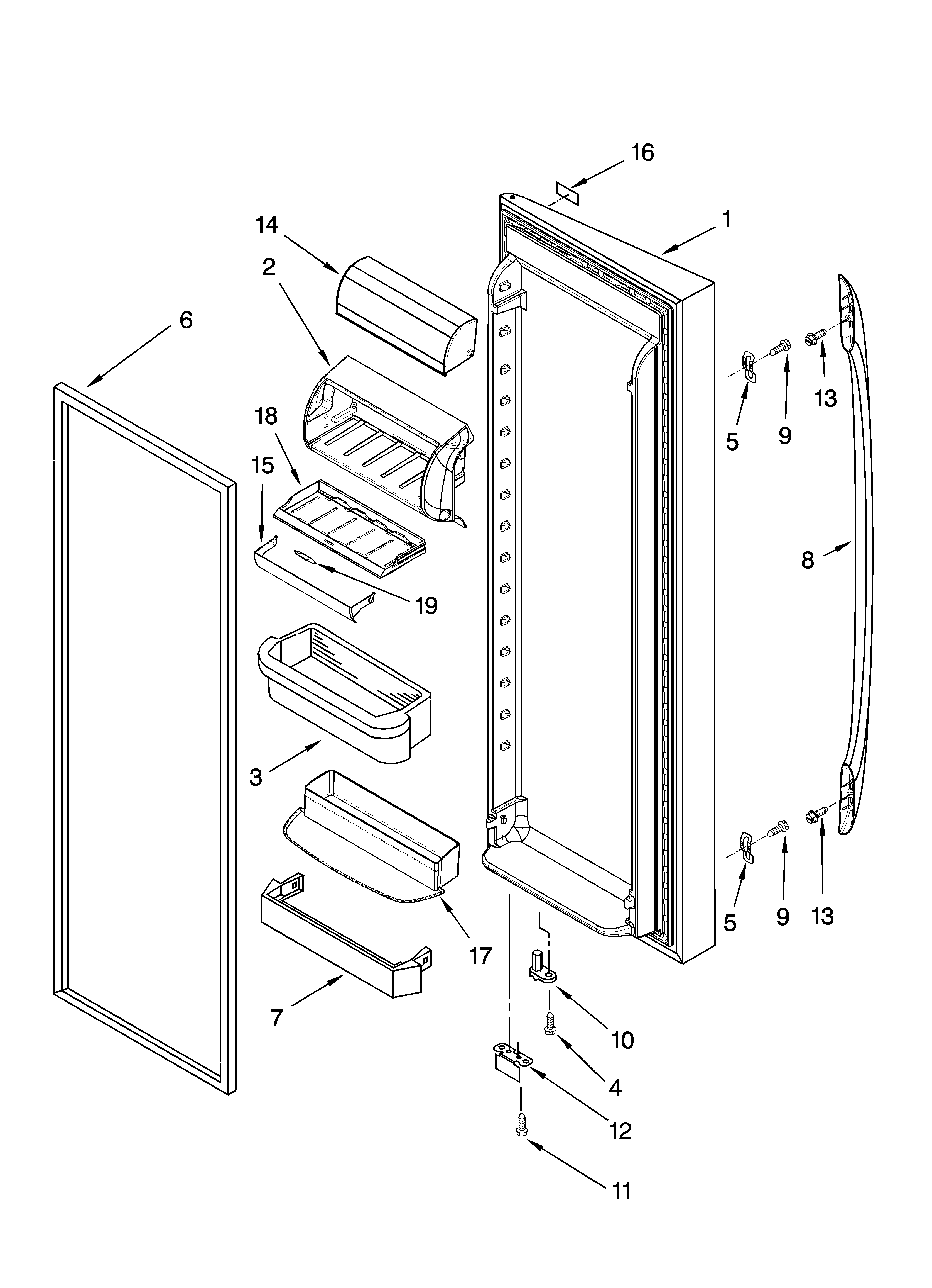 Kenmore 10654214300 refrigerator door parts diagram