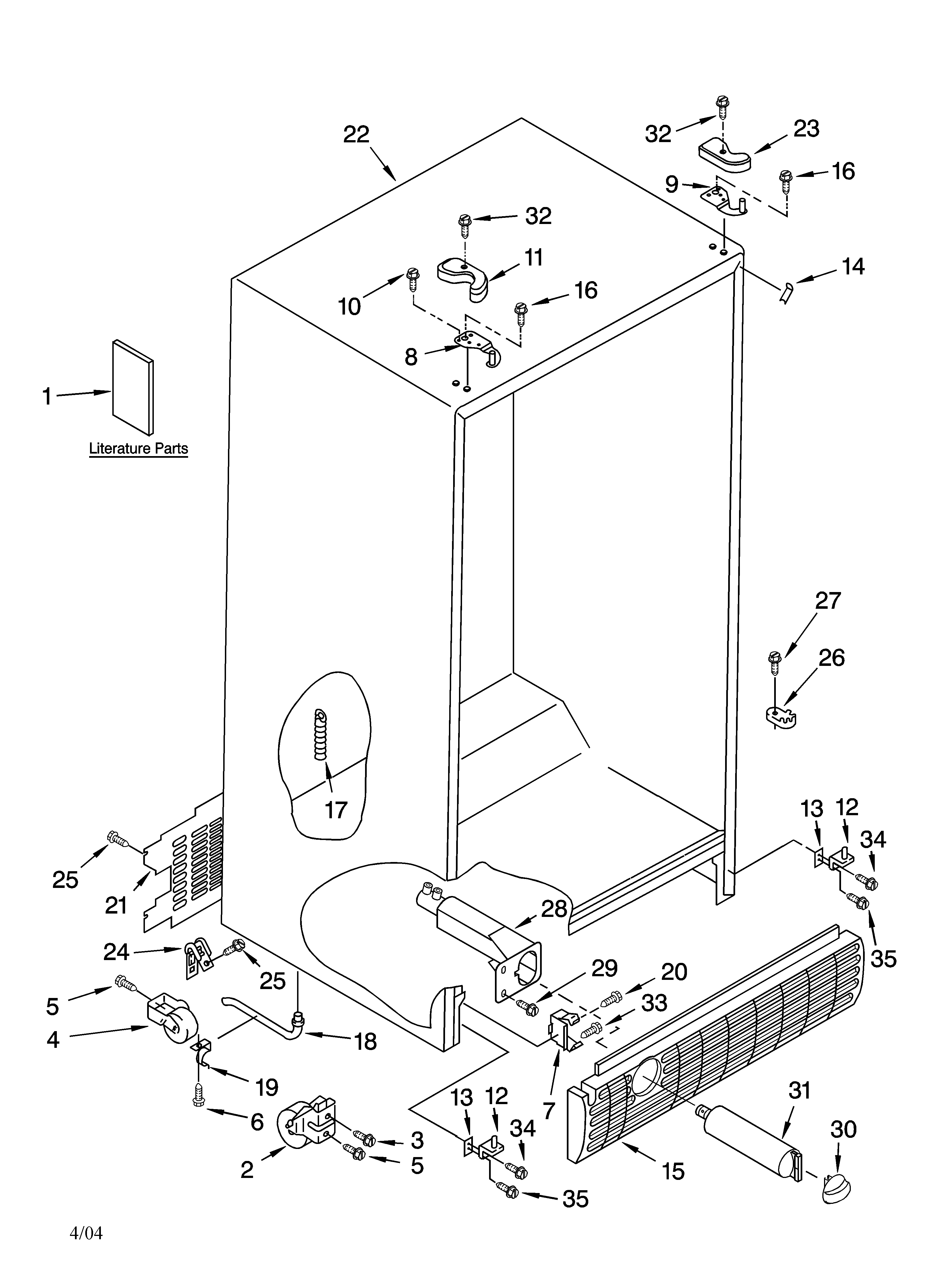 Kenmore 10654263300 cabinet parts diagram