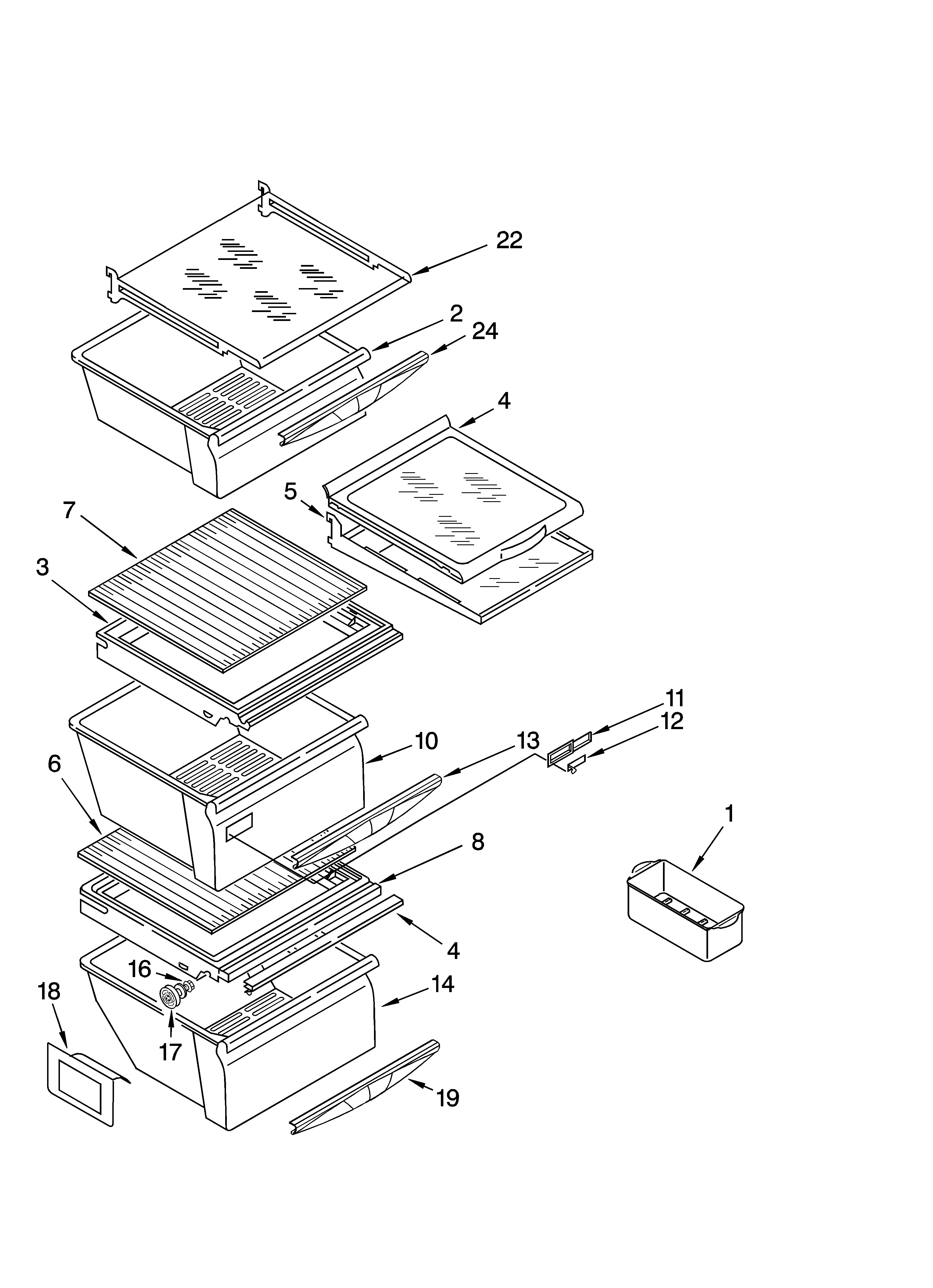Kenmore 10654263300 refrigerator shelf parts diagram