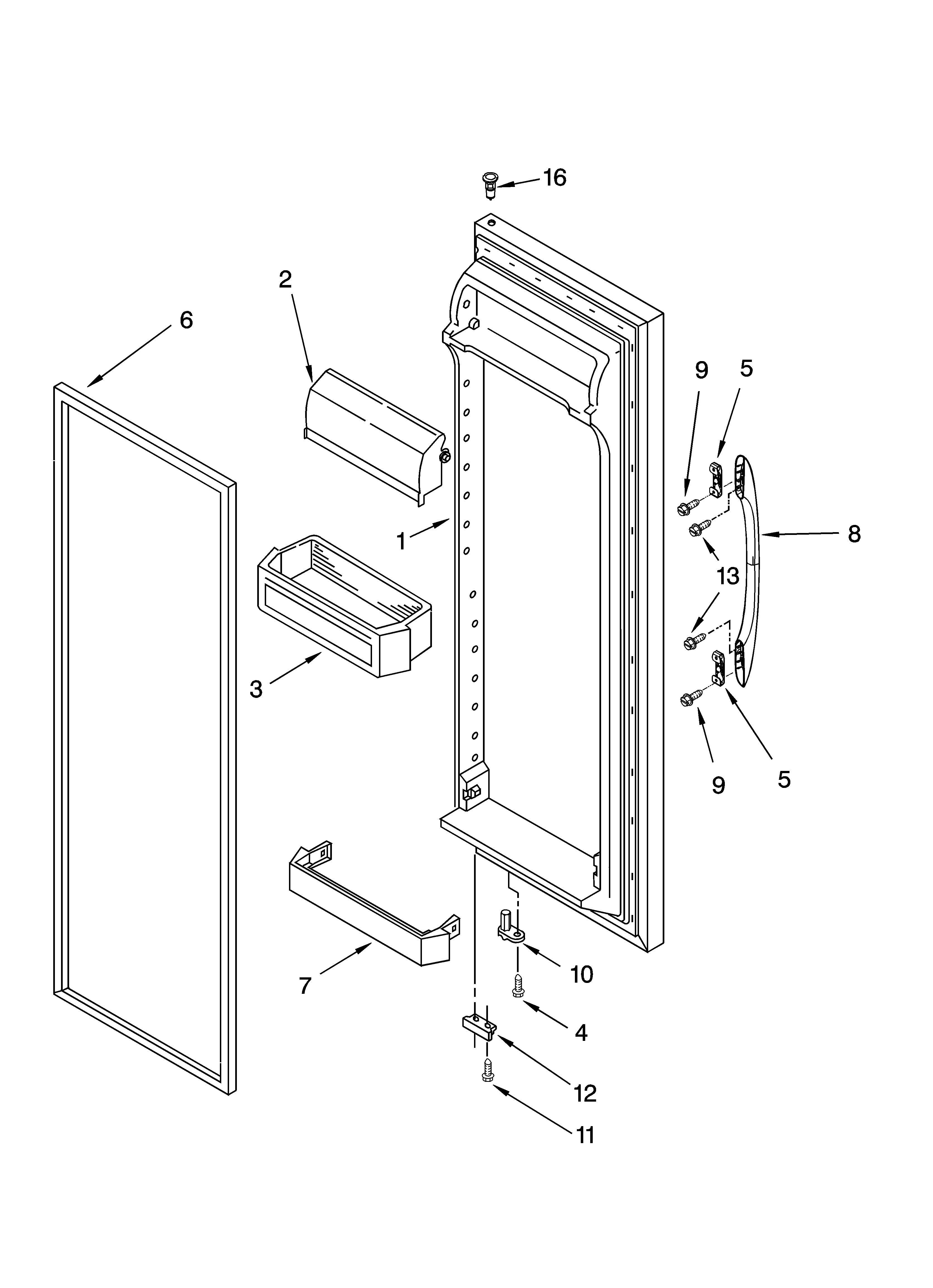 Kenmore 10654263300 refrigerator door parts diagram