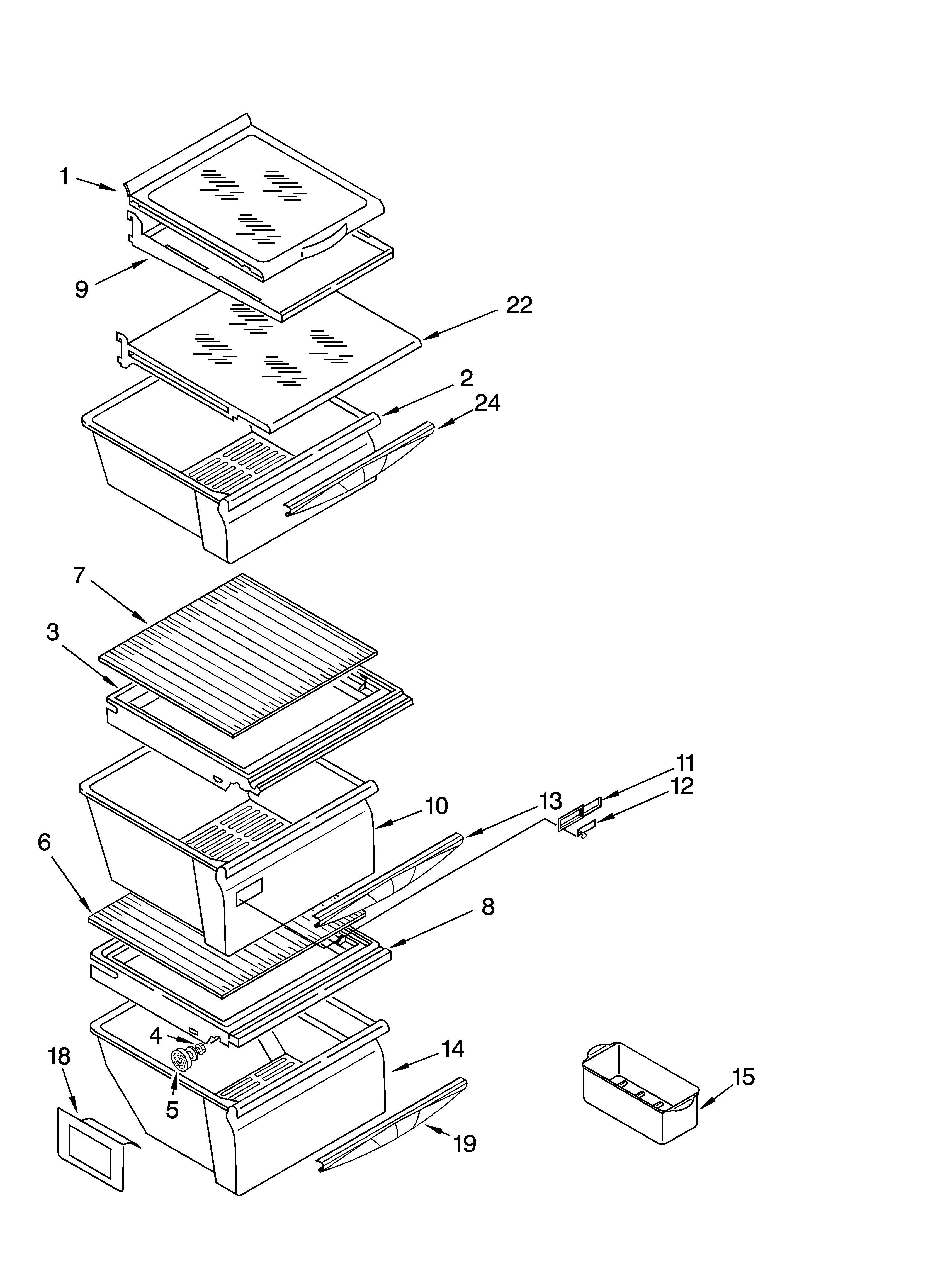 Kenmore 10654399300 refrigerator shelf parts diagram