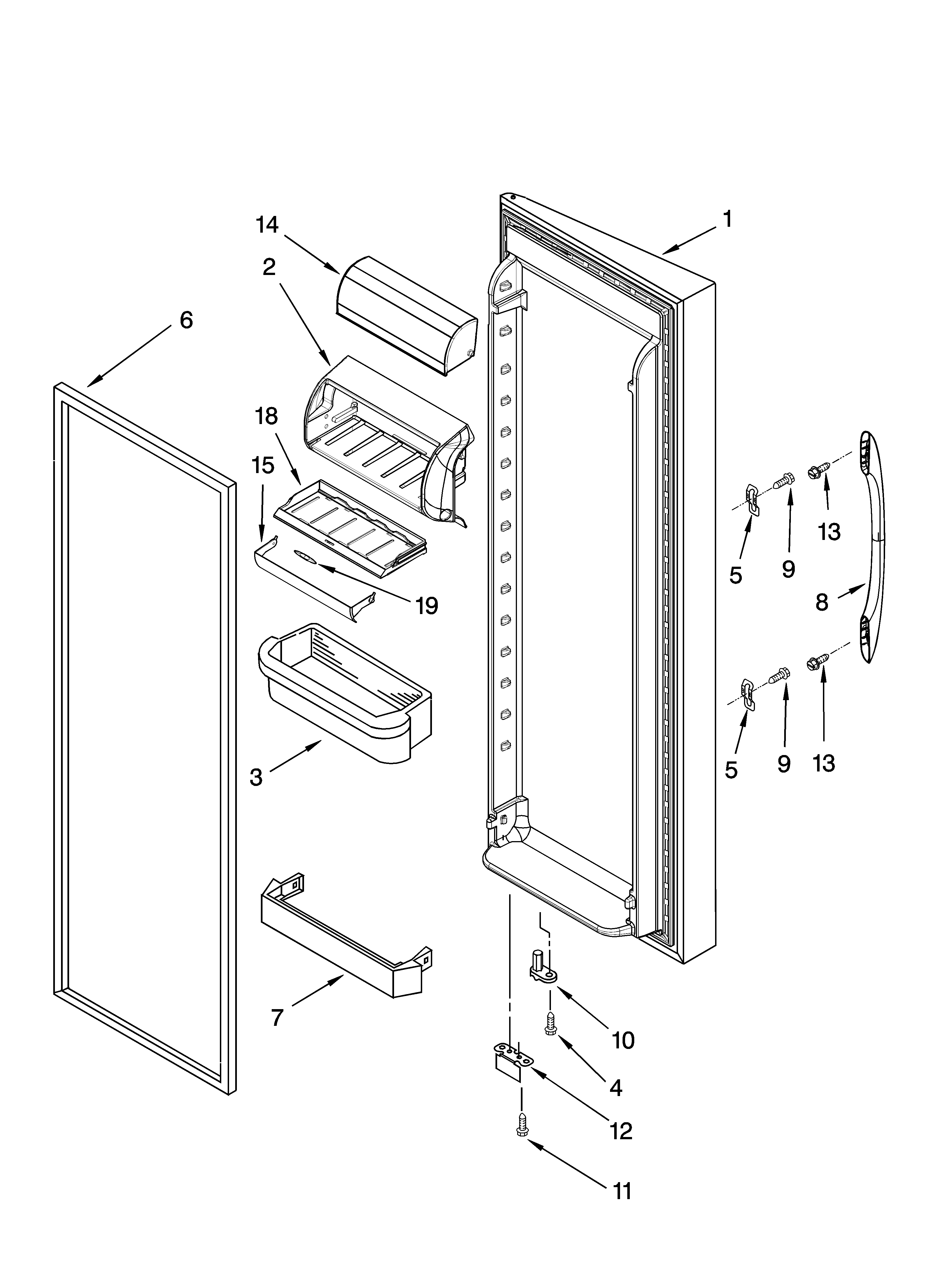 Kenmore 10654399300 refrigerator door parts diagram
