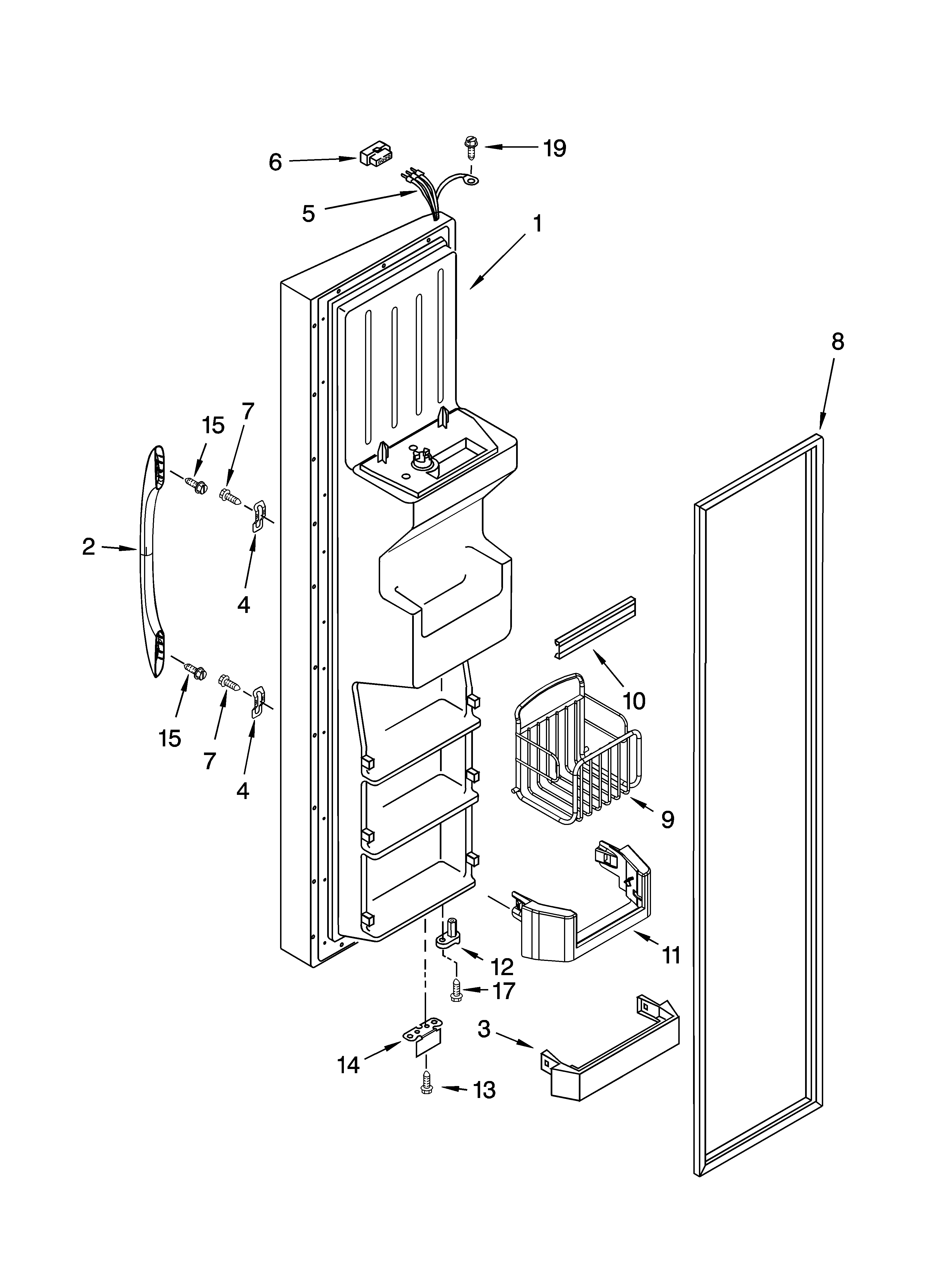 Kenmore 10654399300 freezer door parts diagram