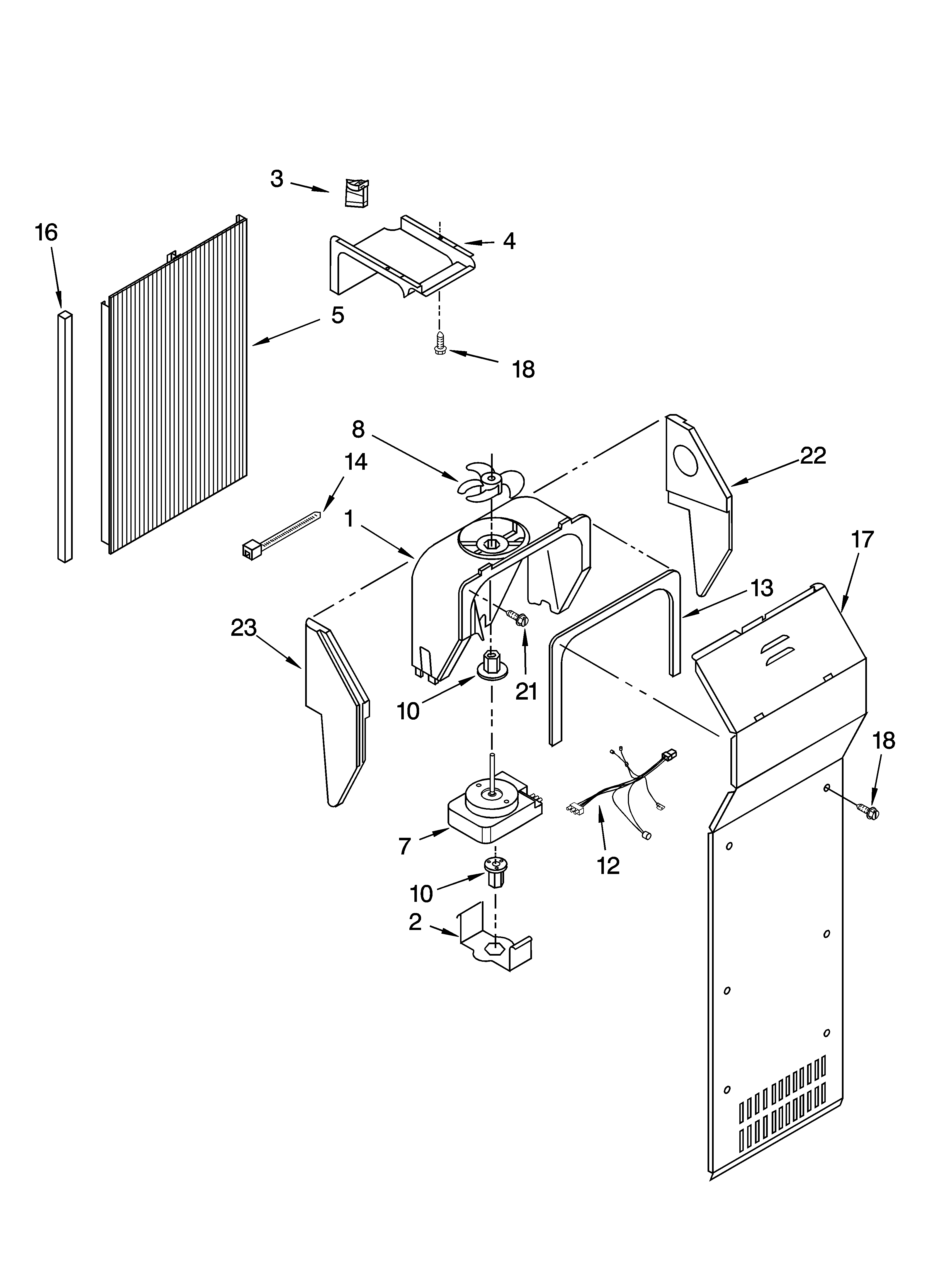 Kenmore 10654399300 air flow parts diagram