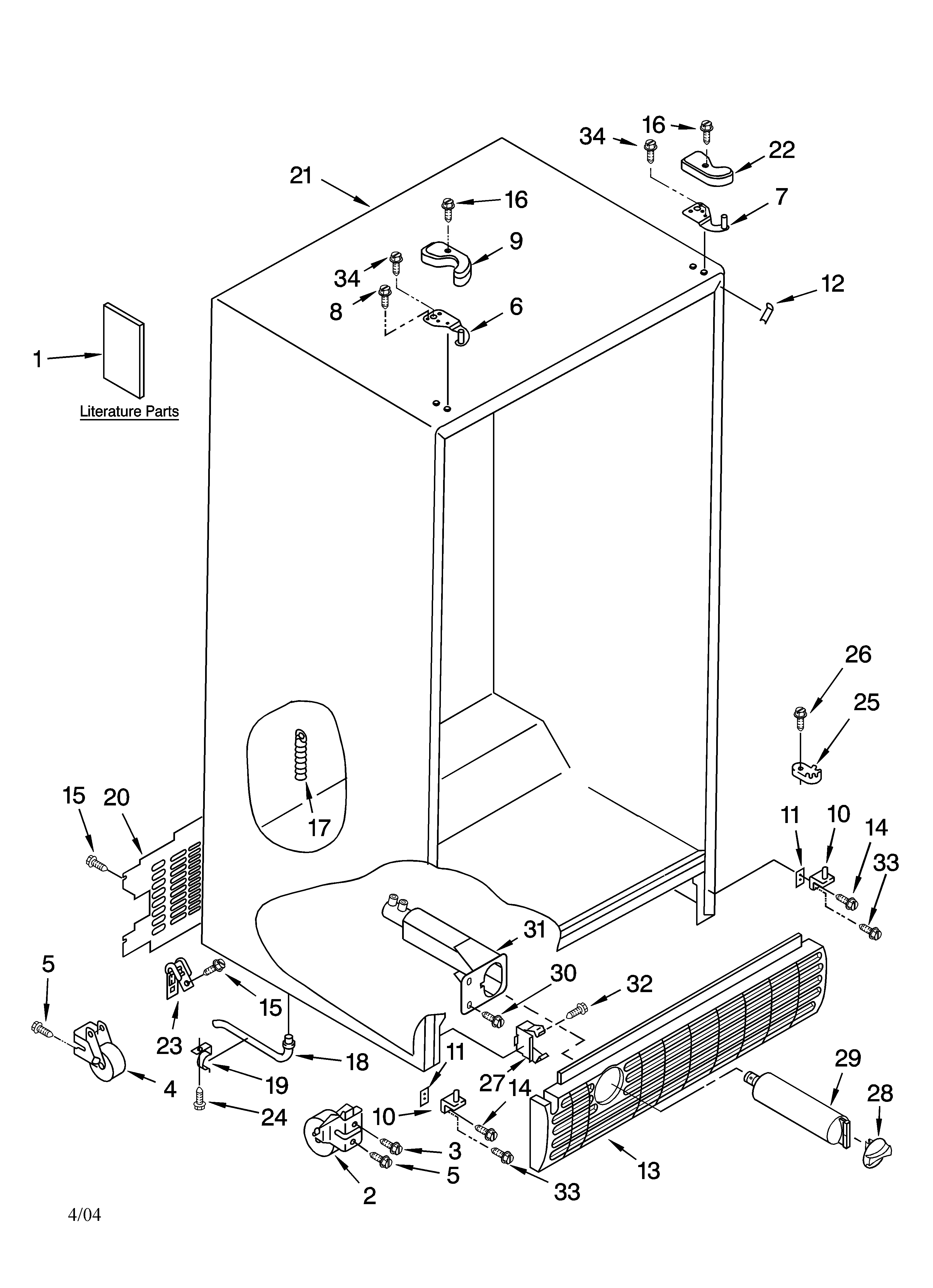 Kenmore 10654573300 cabinet parts diagram