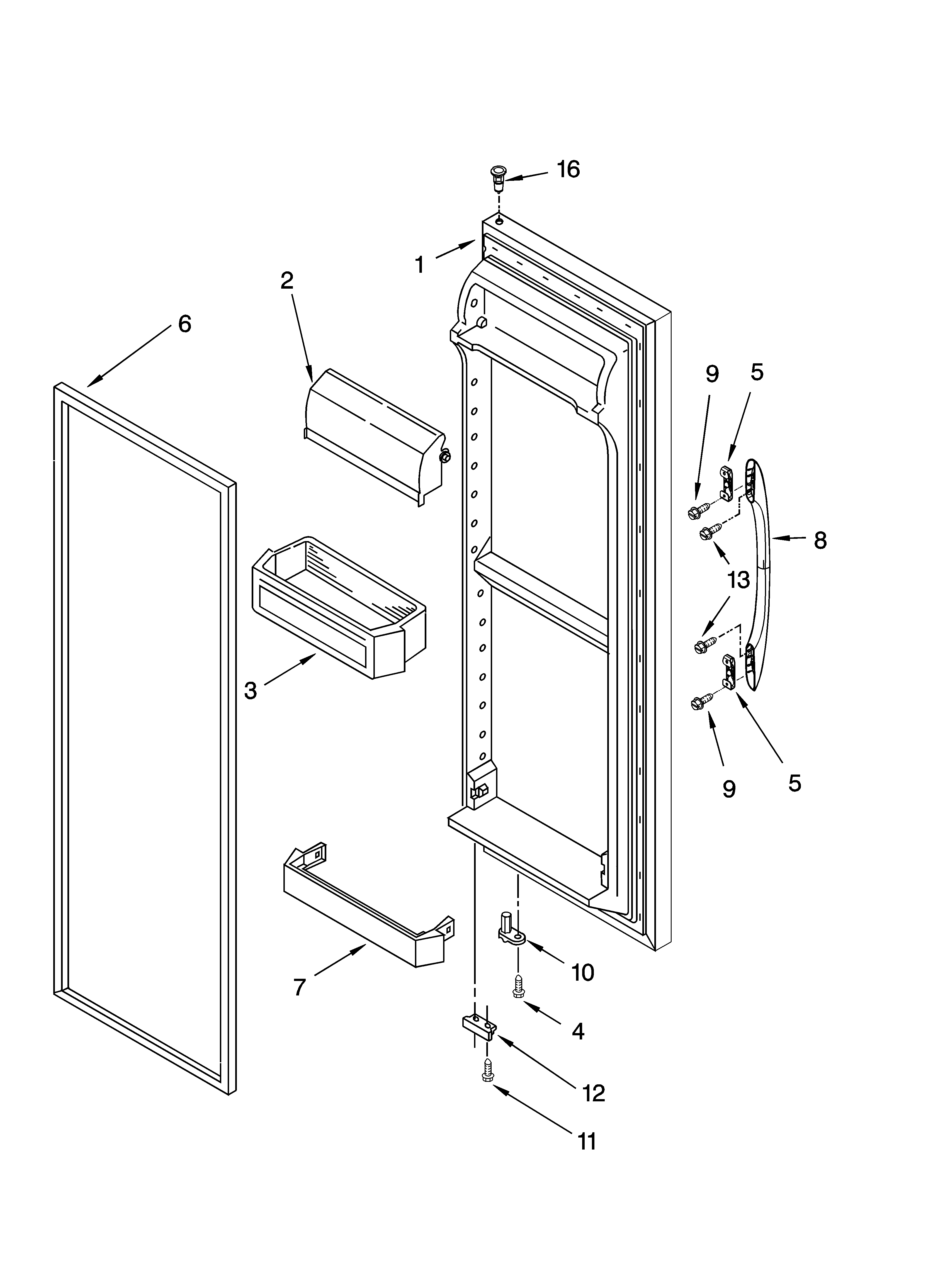 Kenmore 10654573300 refrigerator door parts diagram