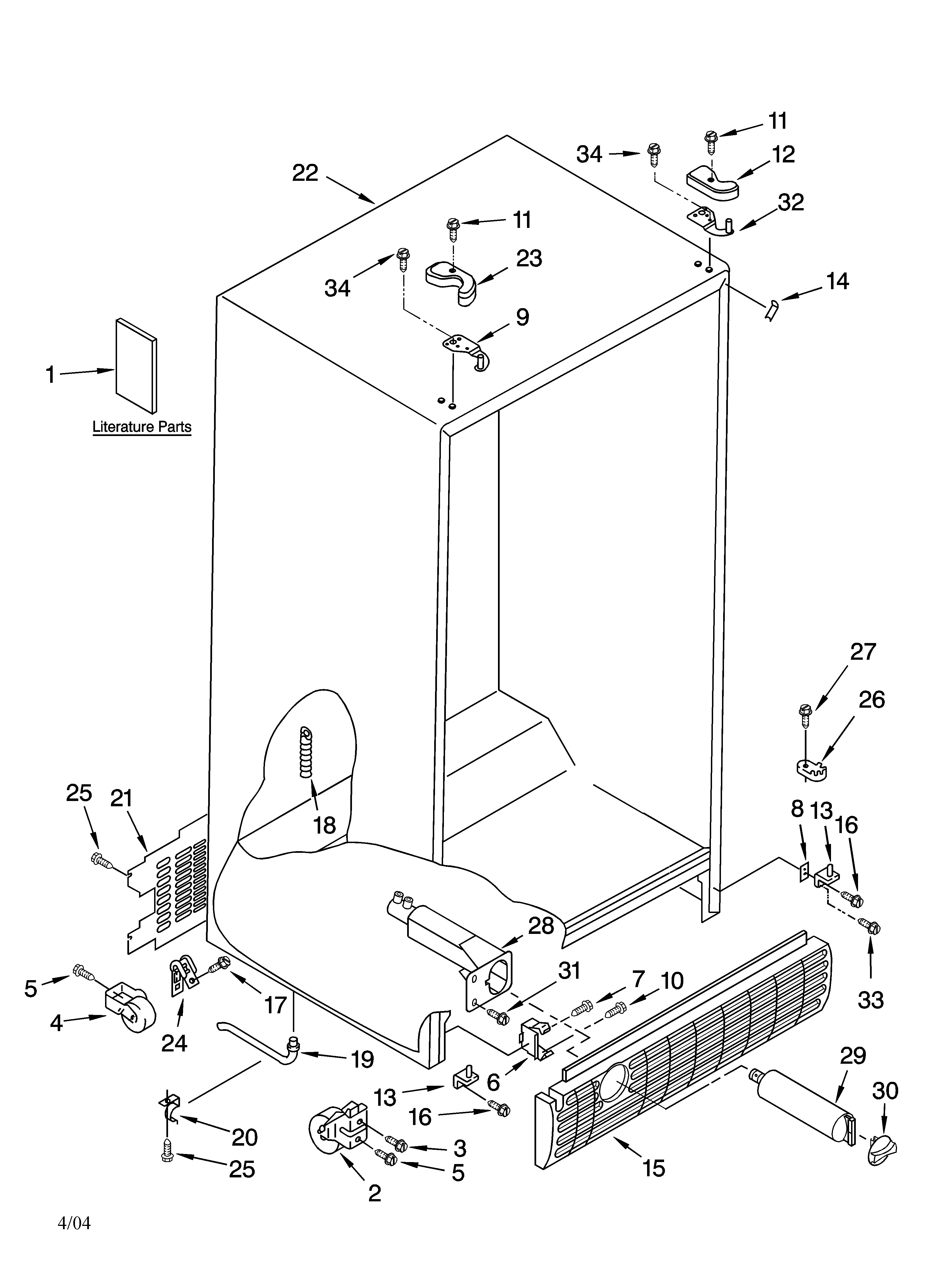 Kenmore 10654684300 cabinet parts diagram
