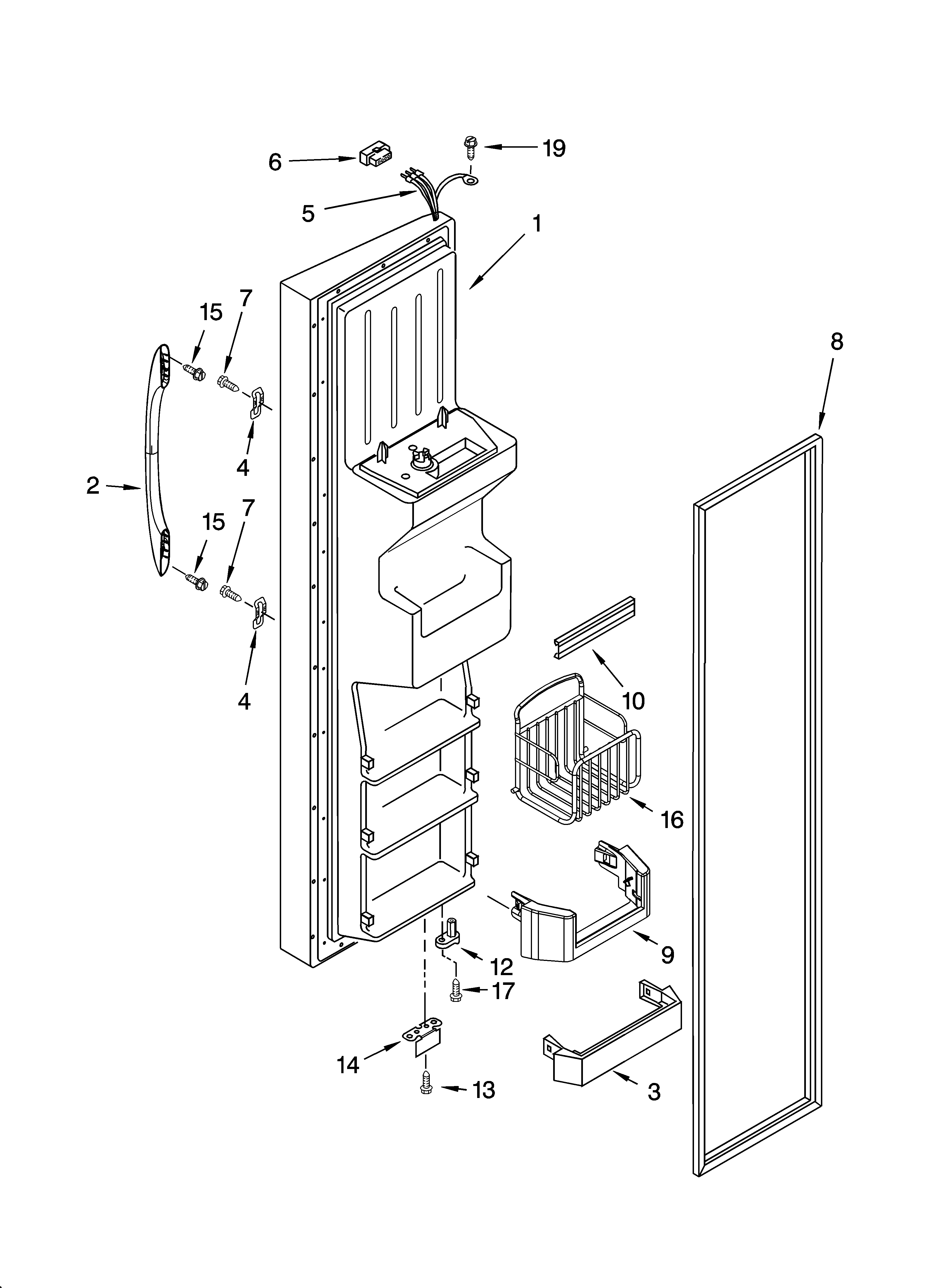 Kenmore 10654684300 freezer door parts diagram