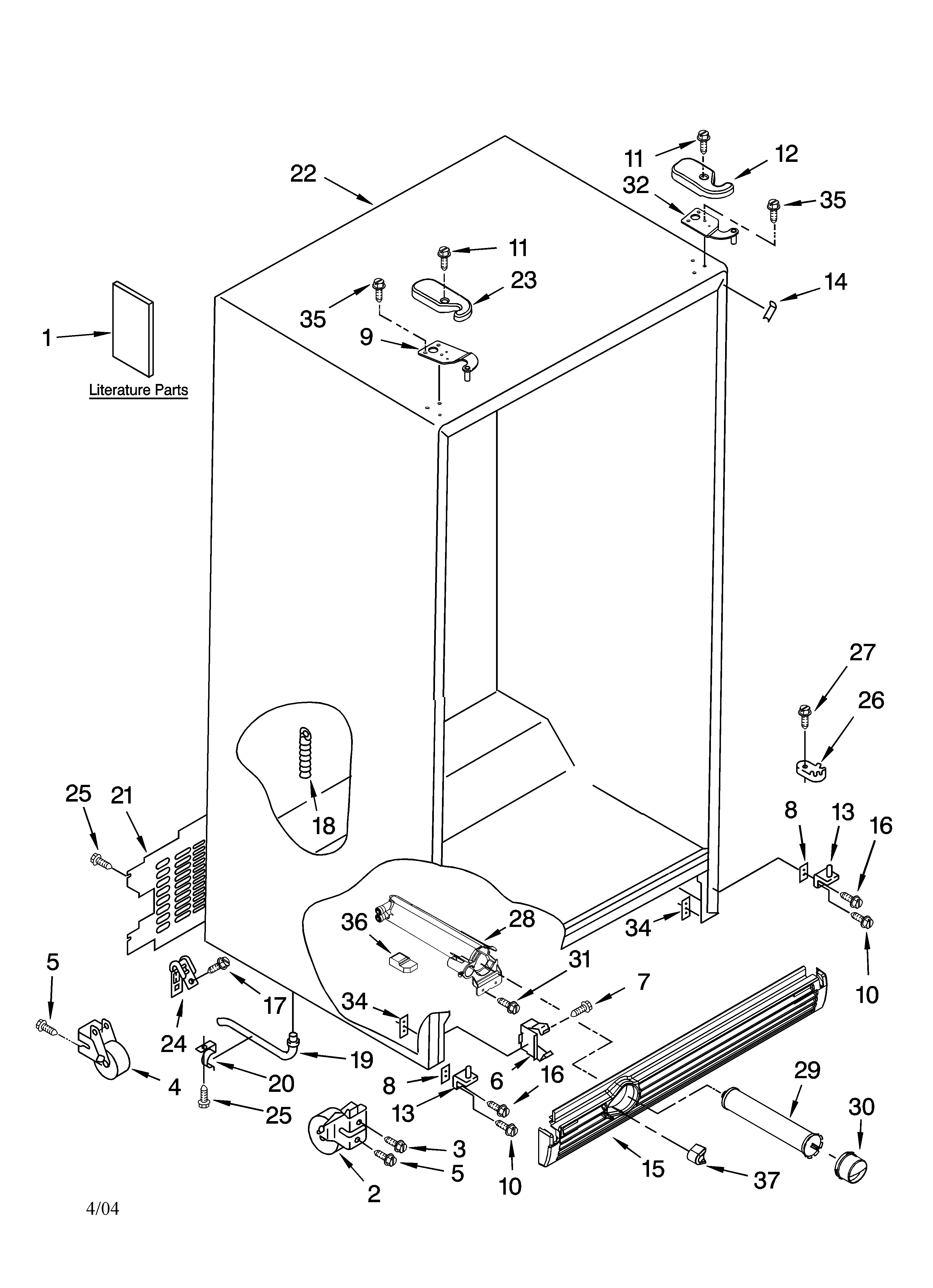 Kenmore 10655223400 cabinet parts diagram