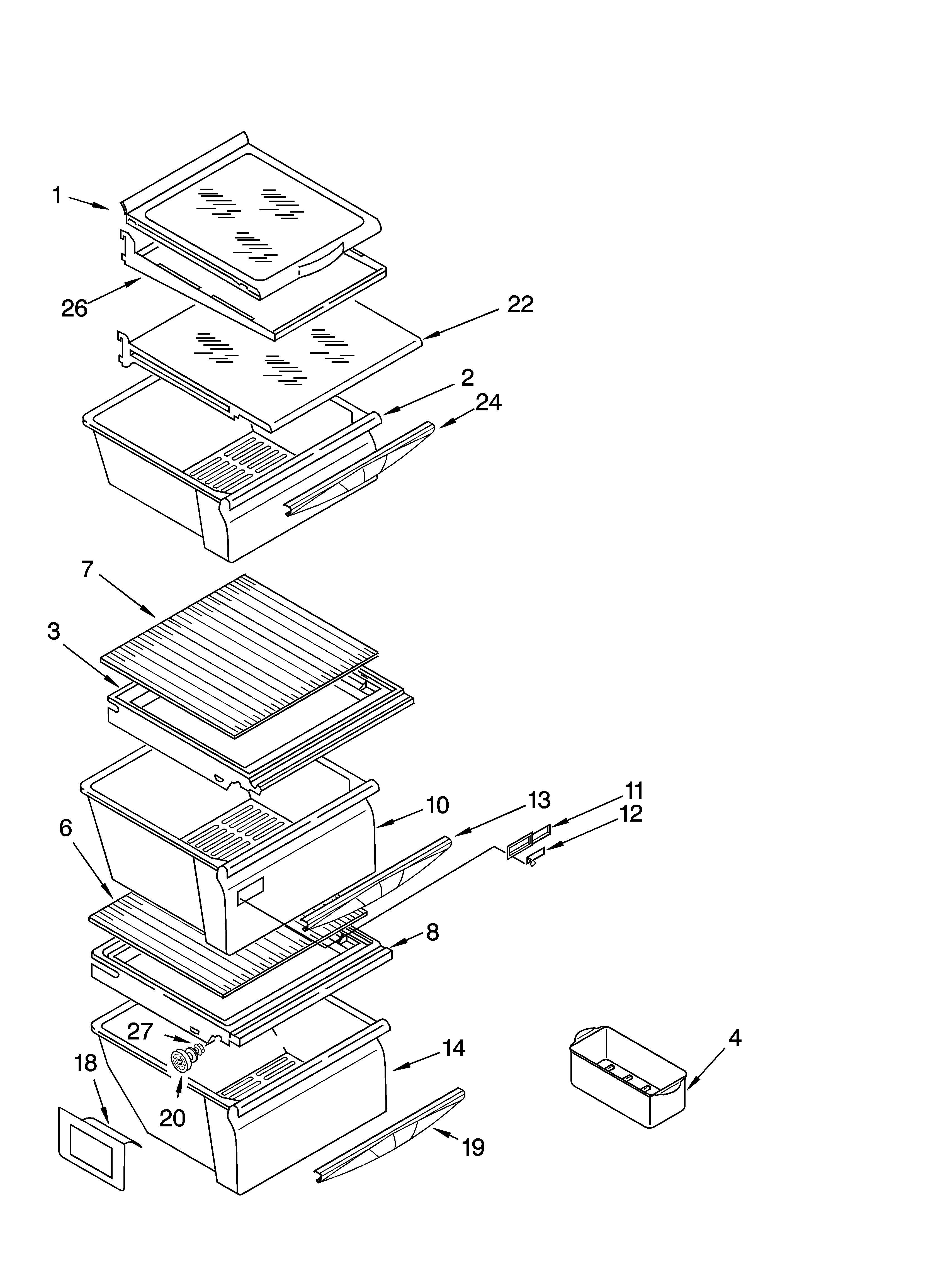 Kenmore 10655223400 refrigerator shelf parts diagram