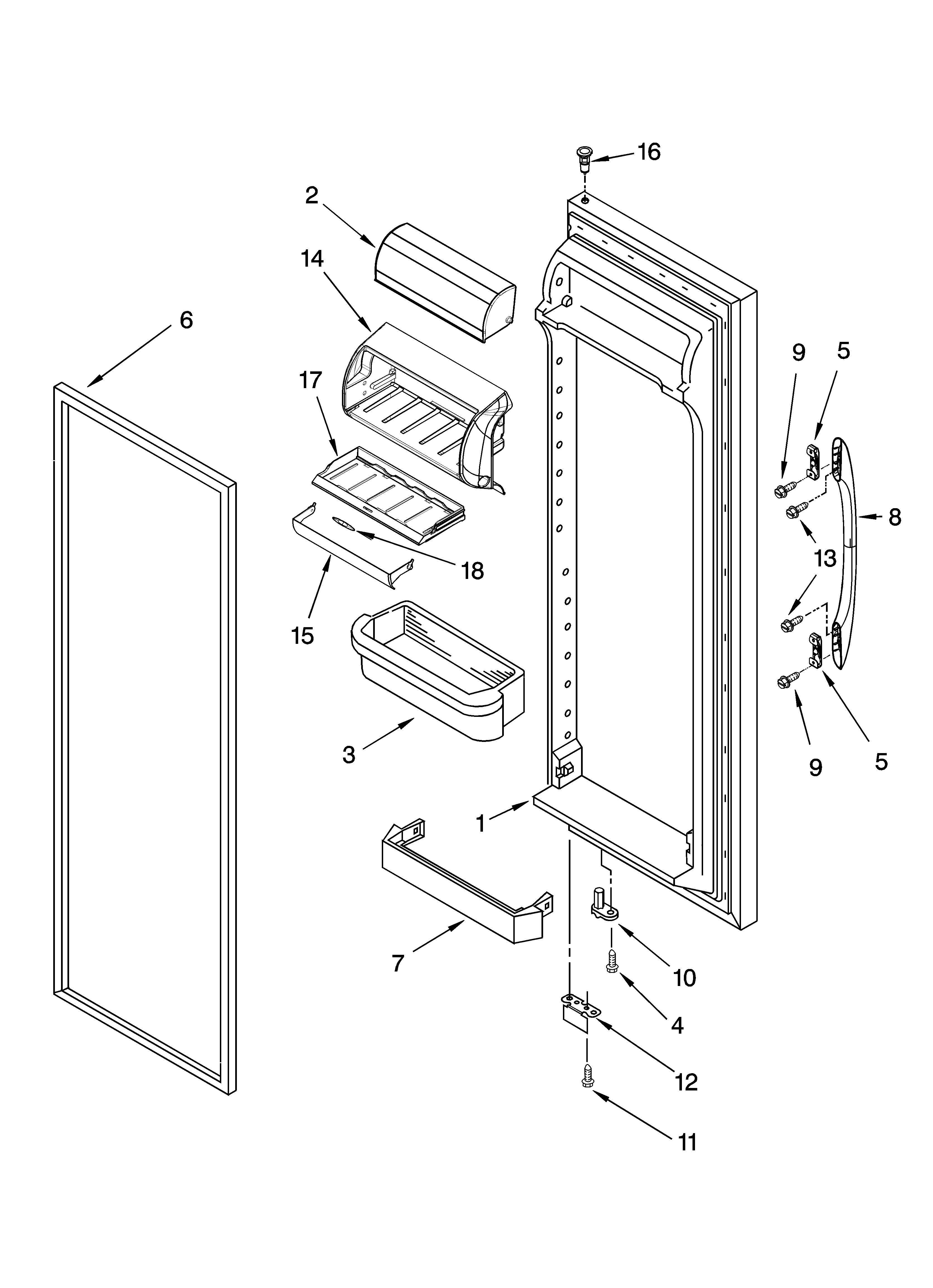 Kenmore 10655223400 refrigerator door parts diagram