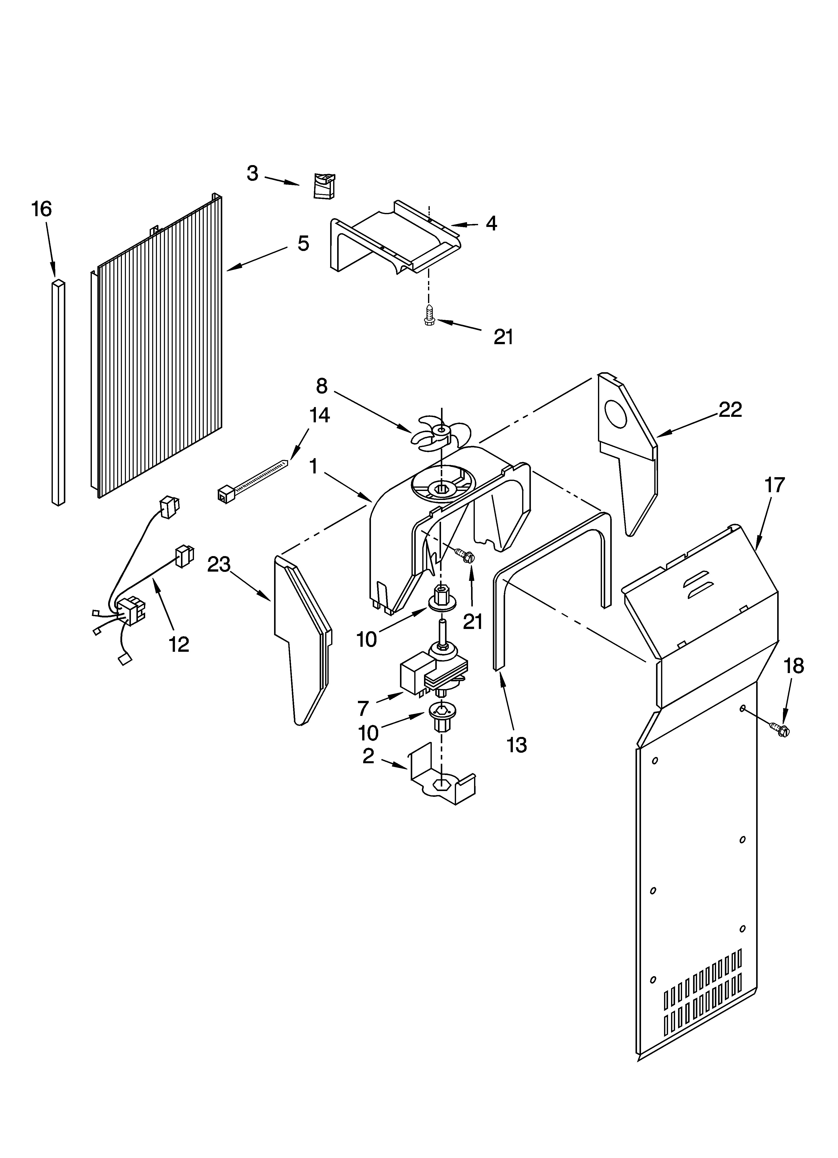 Kenmore 10655223400 air flow parts diagram