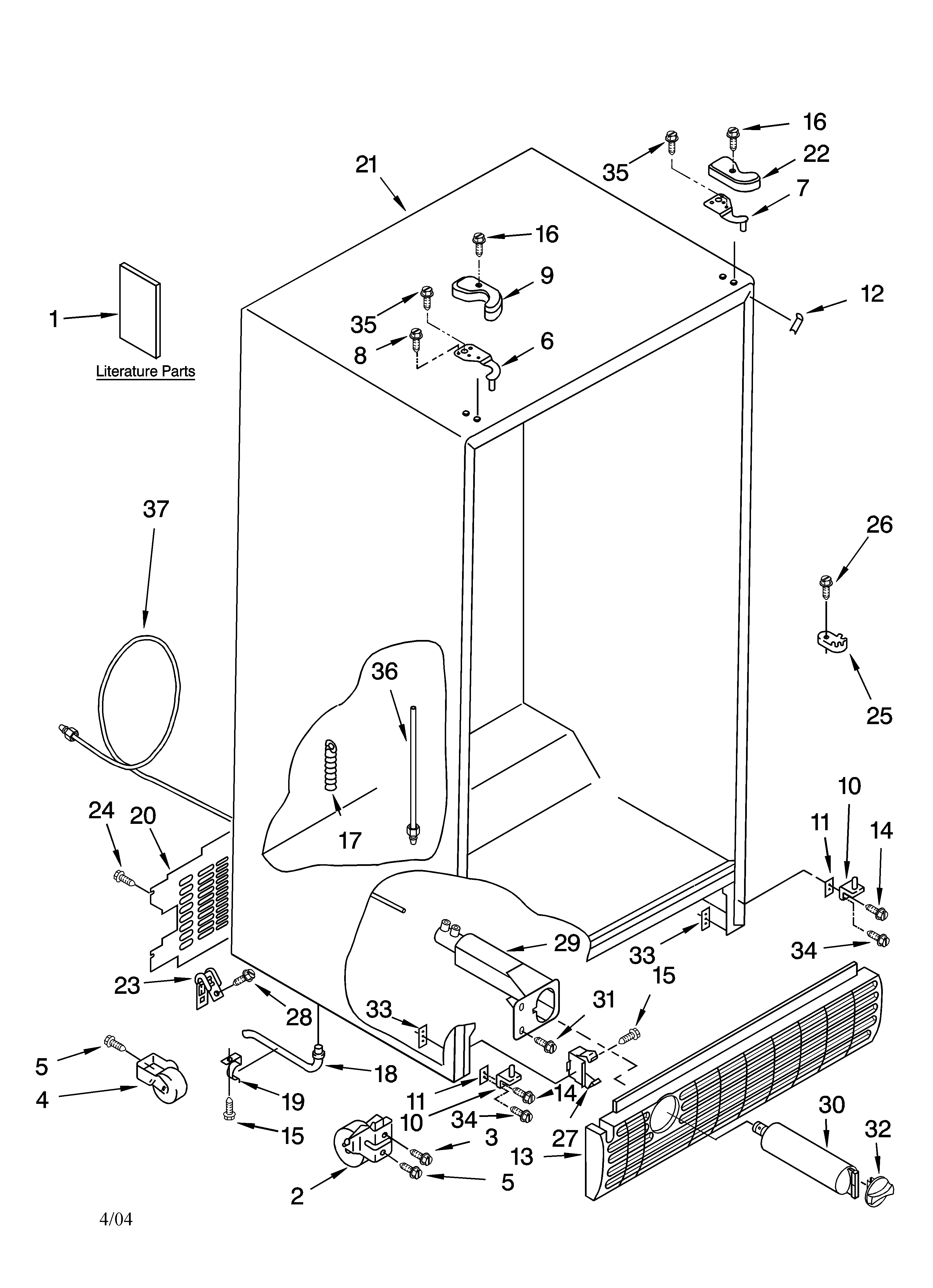 Kenmore 10655519400 cabinet parts diagram