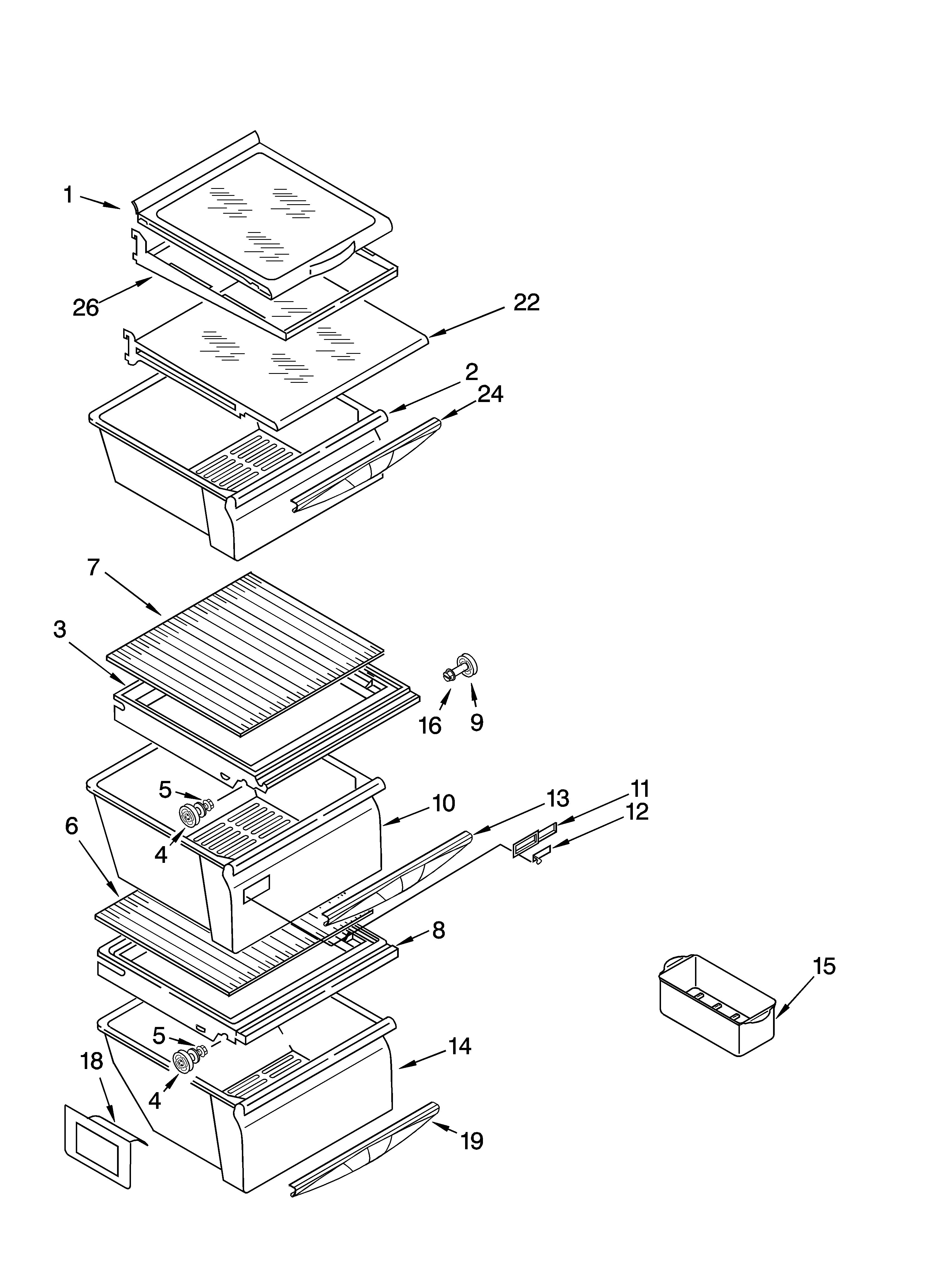 Kenmore 10655534400 refrigerator shelf parts diagram
