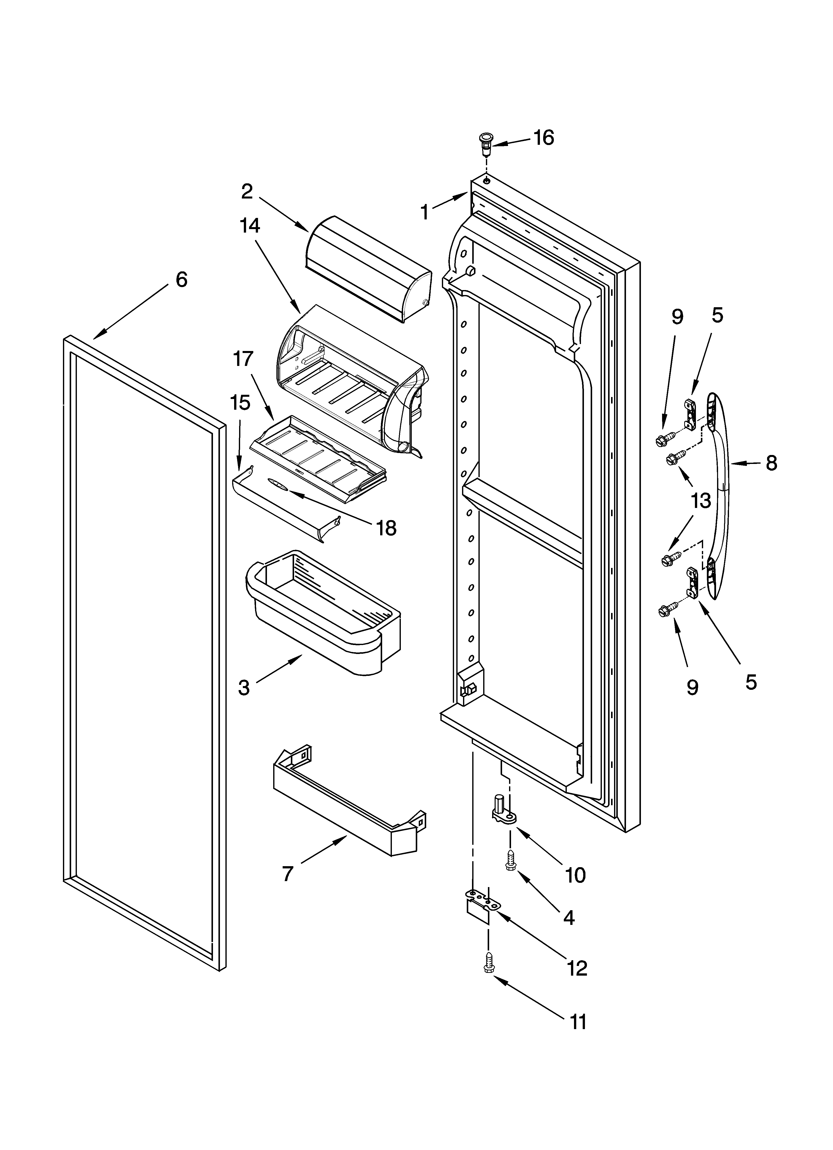 Kenmore 10655534400 refrigerator door parts diagram