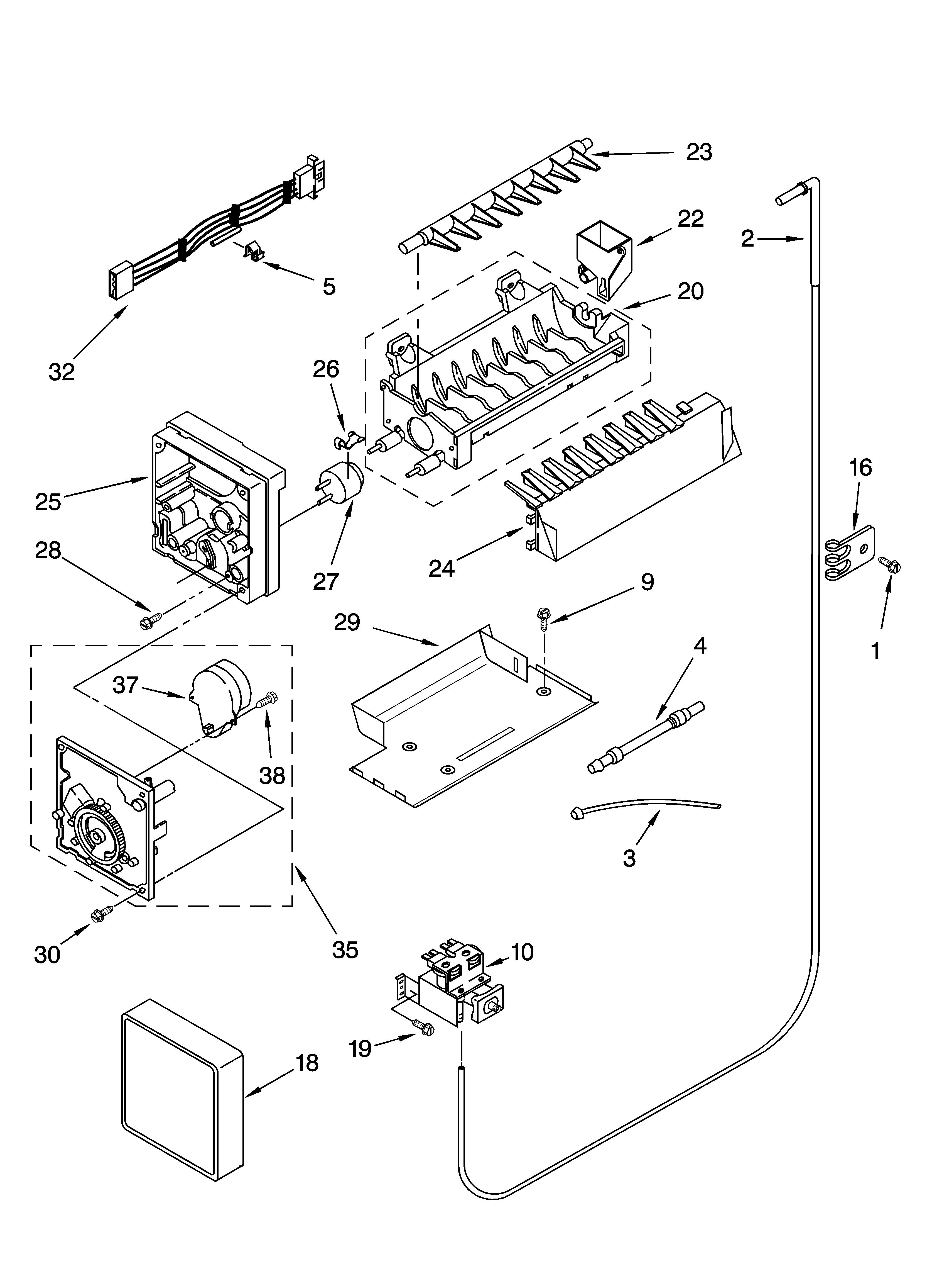 Kenmore 10655534400 icemaker parts, parts not illustrated diagram
