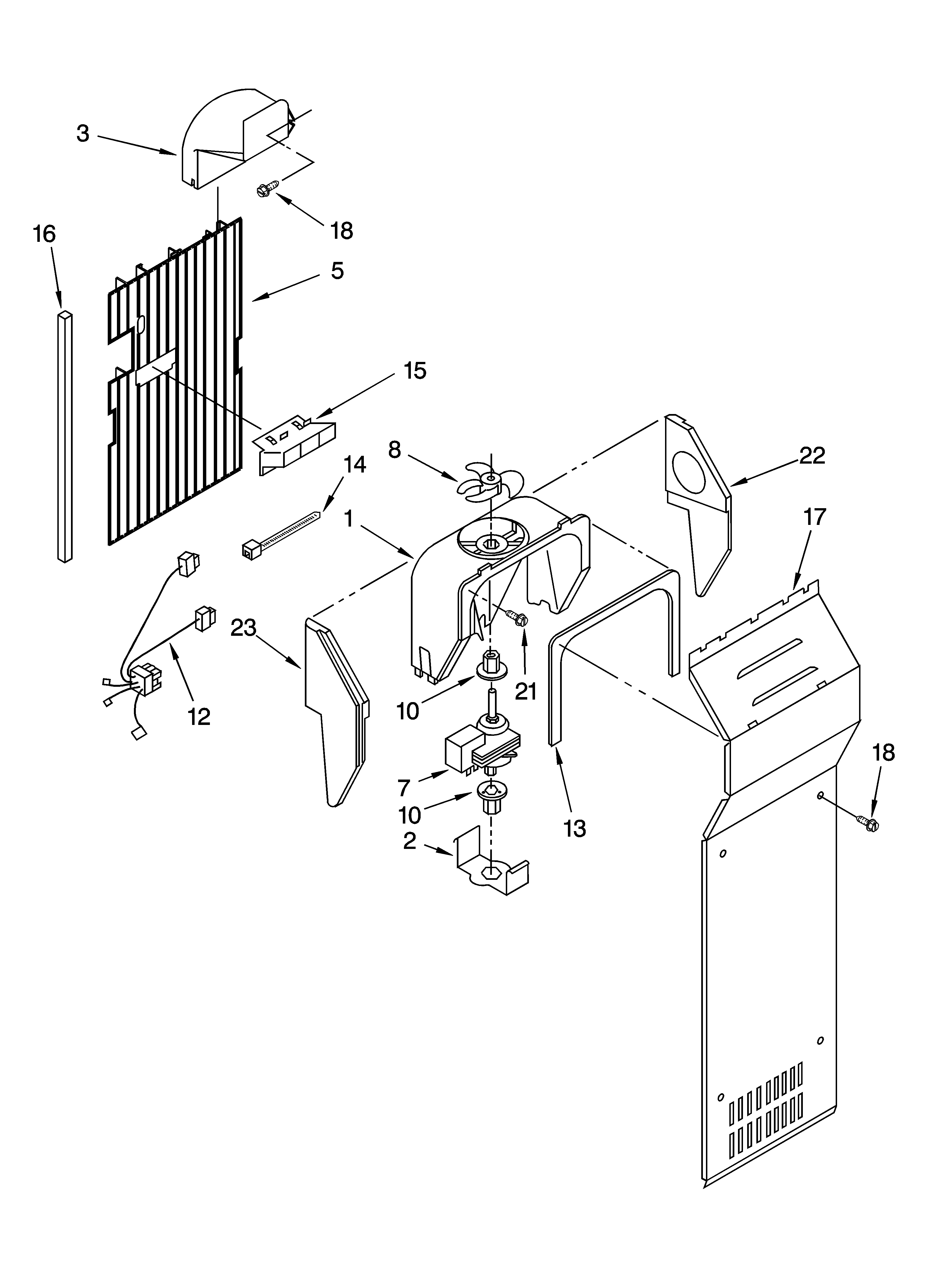 Kenmore 10655542400 air flow parts diagram