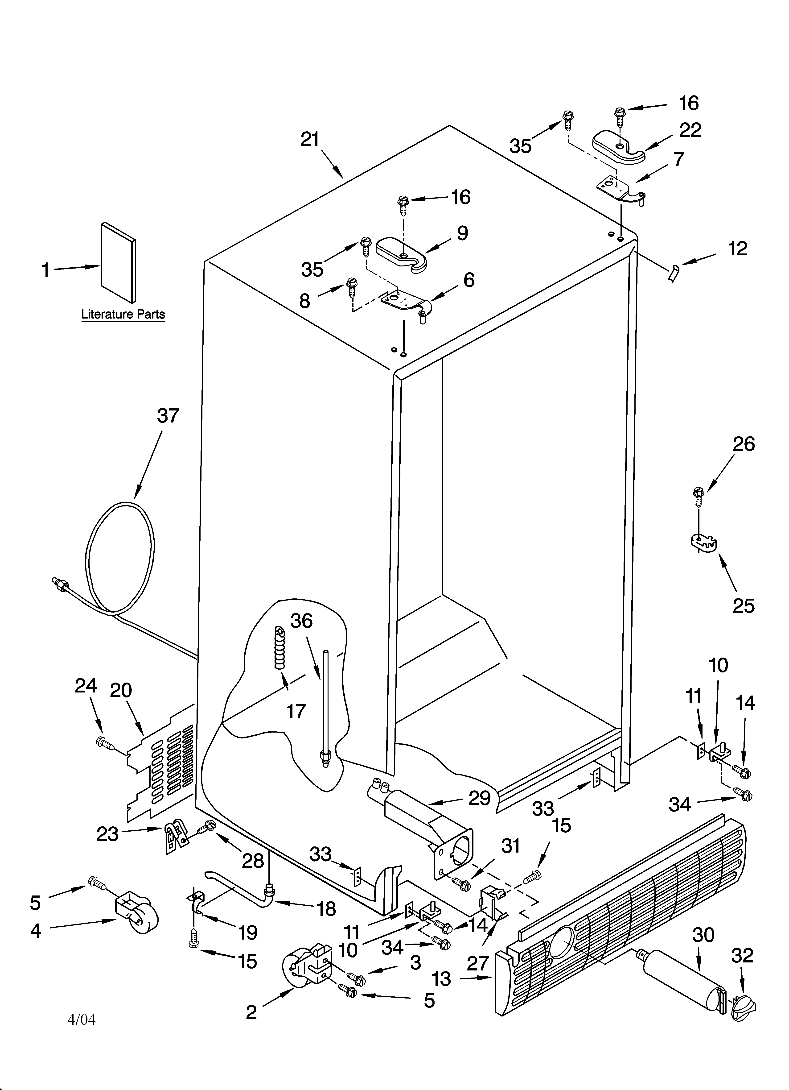 Kenmore 10656502400 cabinet parts diagram