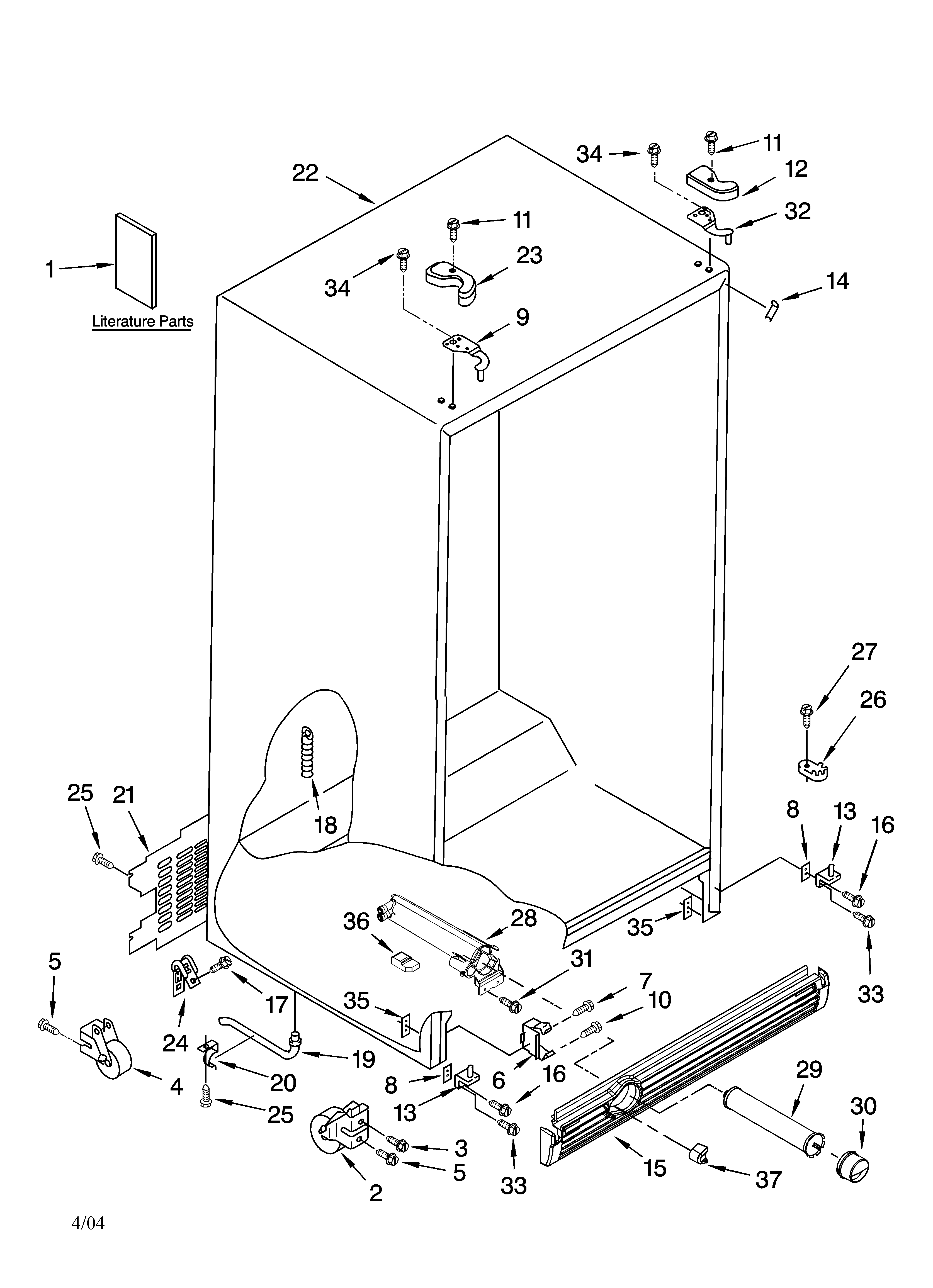 Kenmore 10656576400 cabinet parts diagram