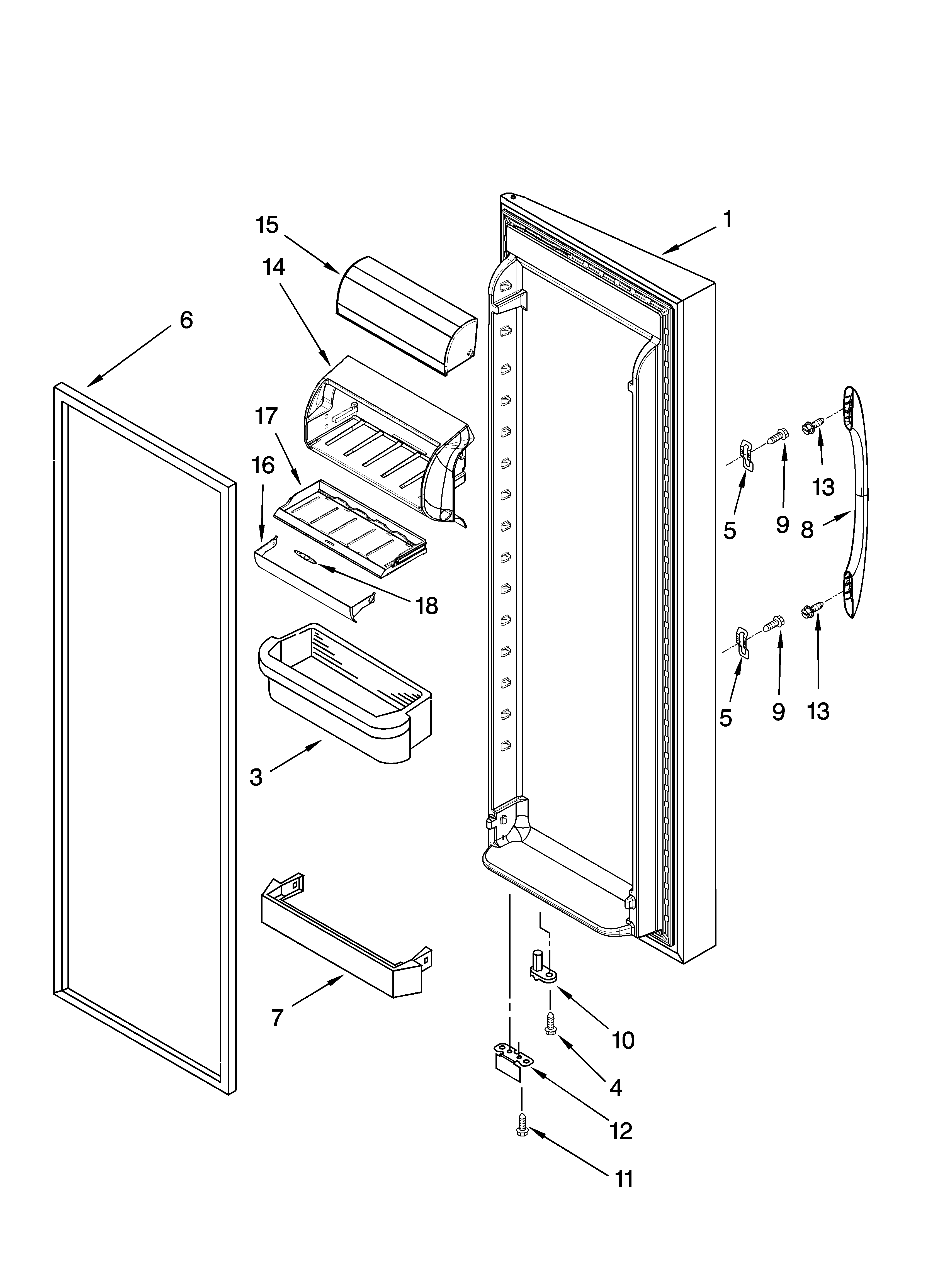 Kenmore 10656576400 refrigerator door parts diagram