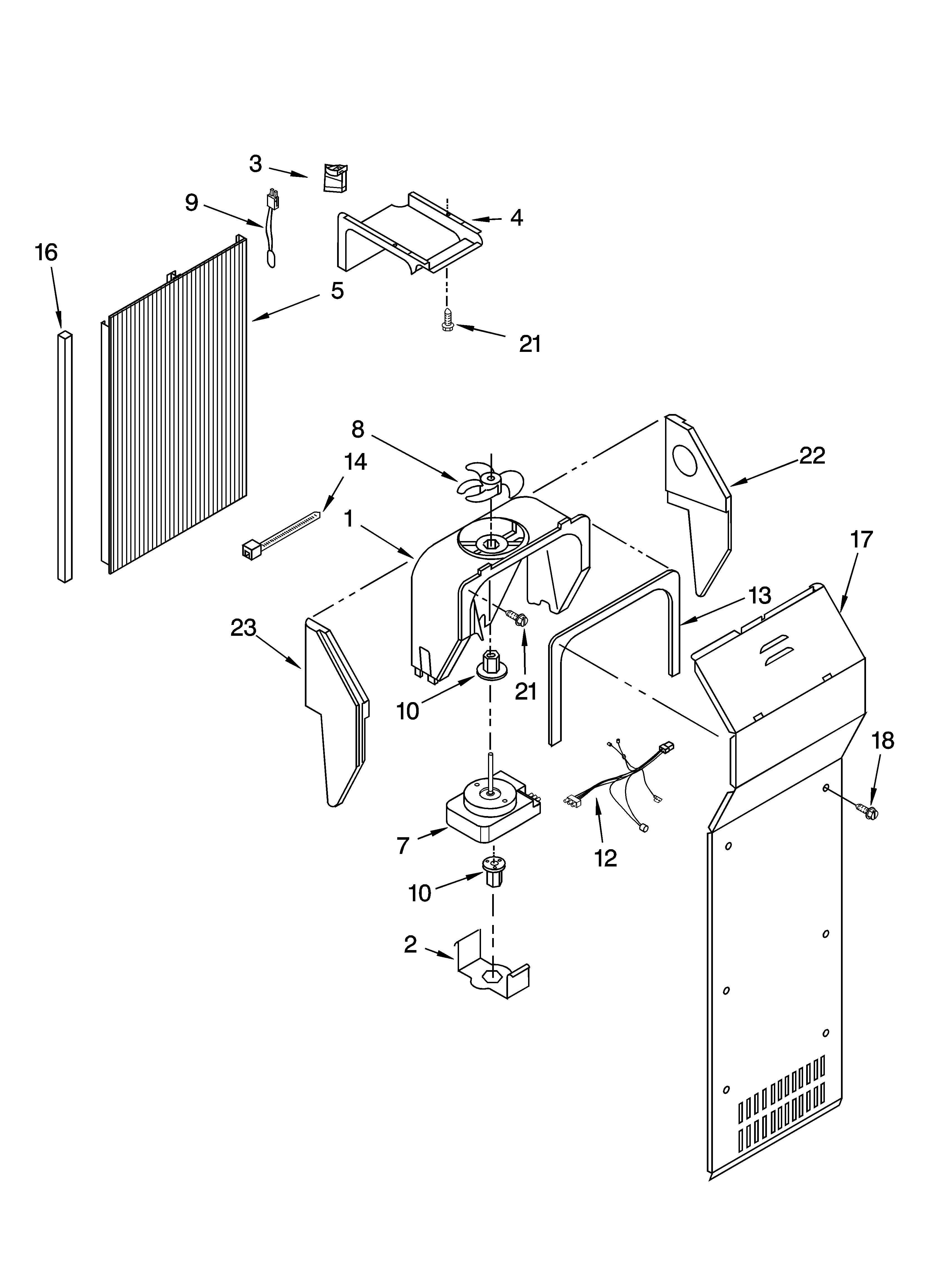 Kenmore 10656576400 air flow parts diagram