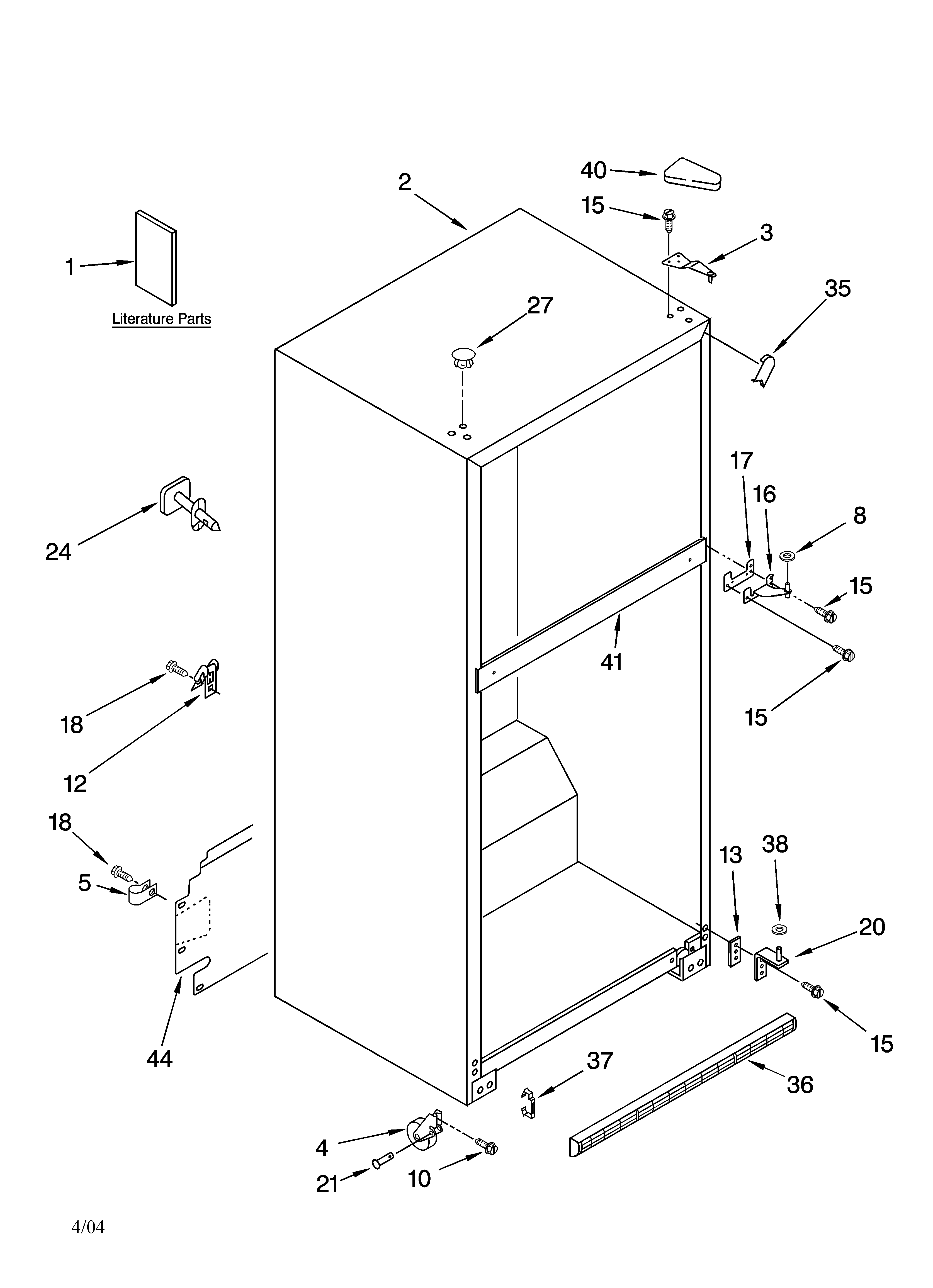 Kenmore 10674249400 cabinet parts diagram