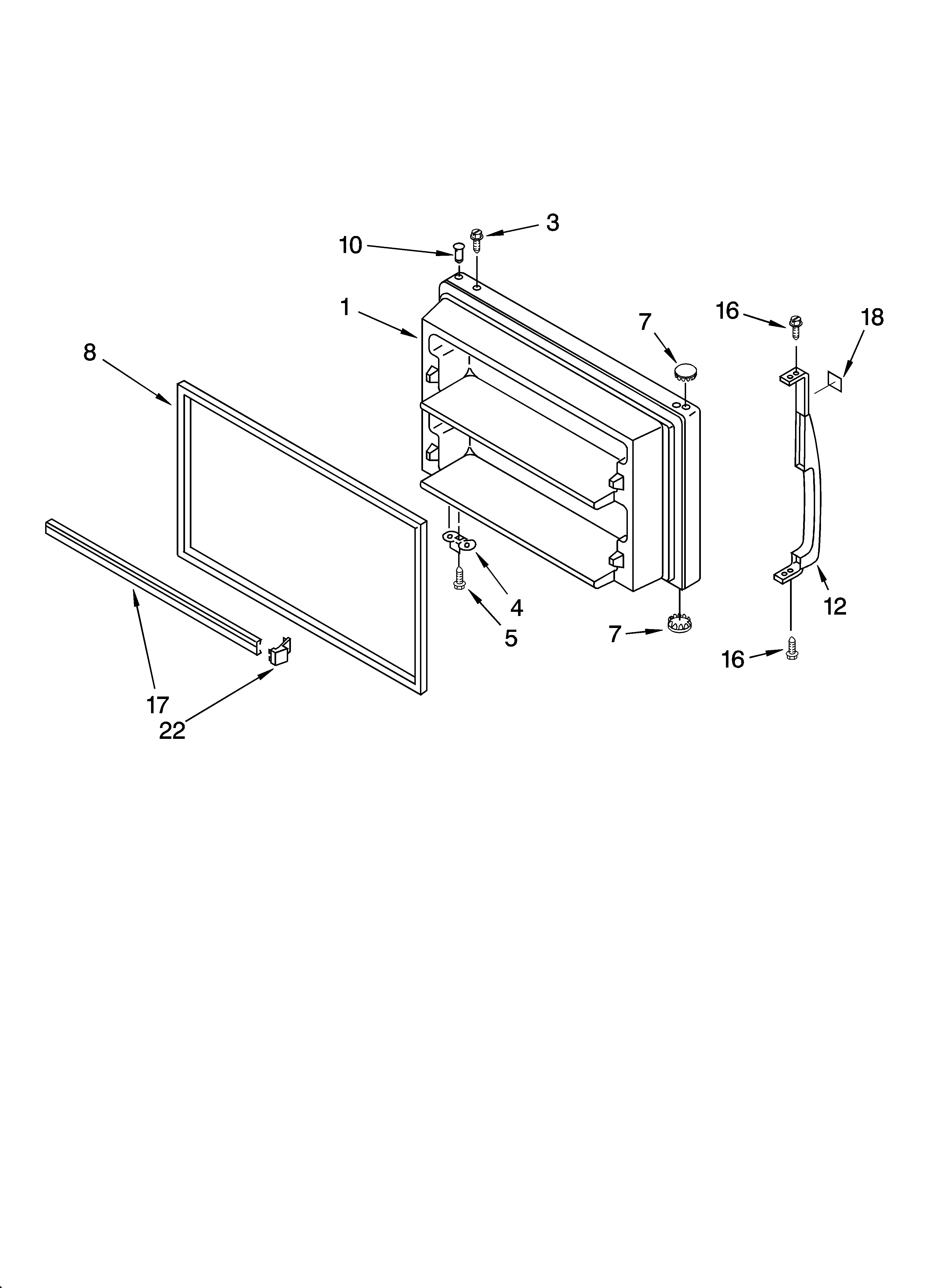 Kenmore 10674249400 freezer door parts diagram
