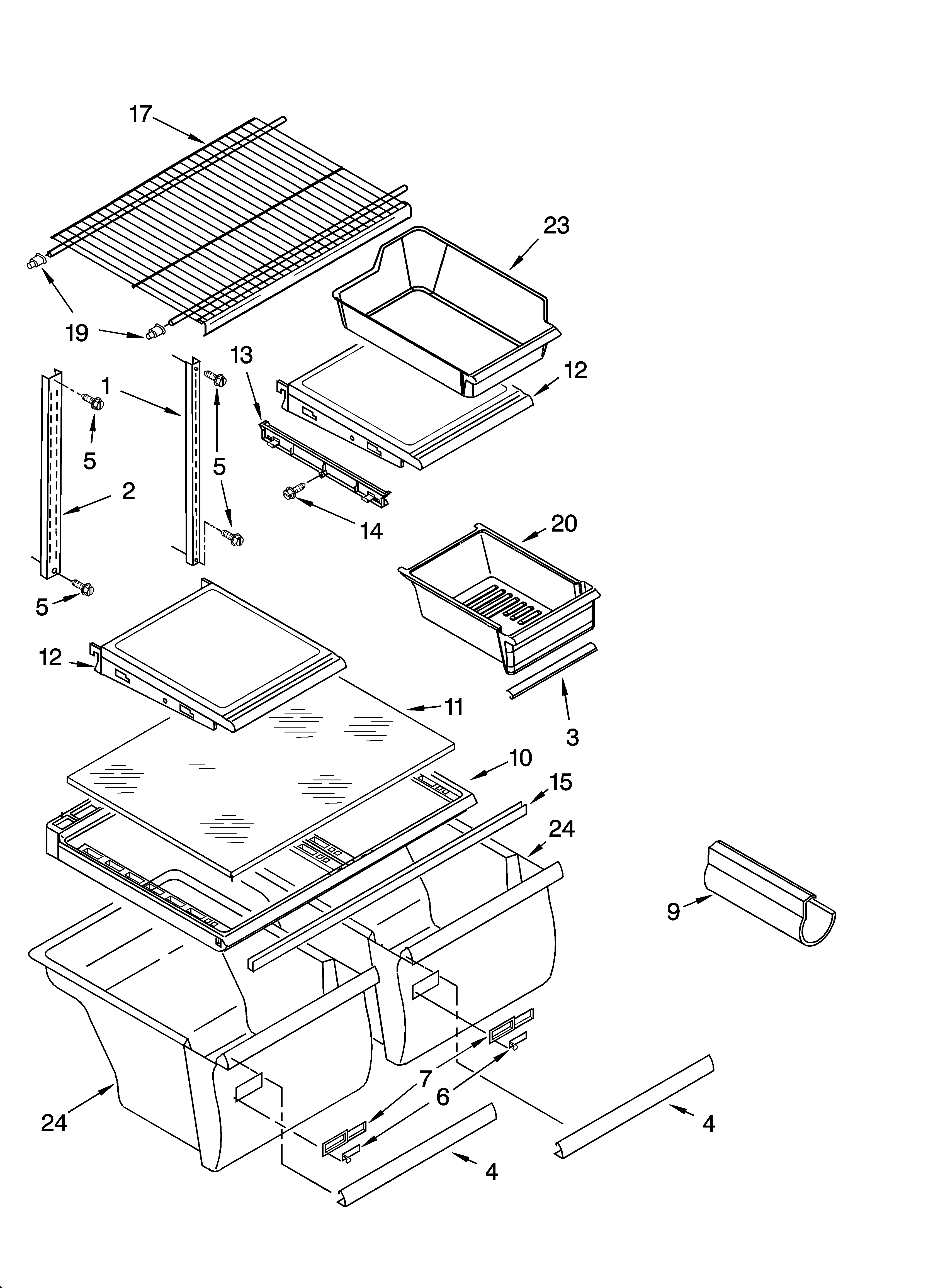 Kenmore 10674249400 shelf parts diagram
