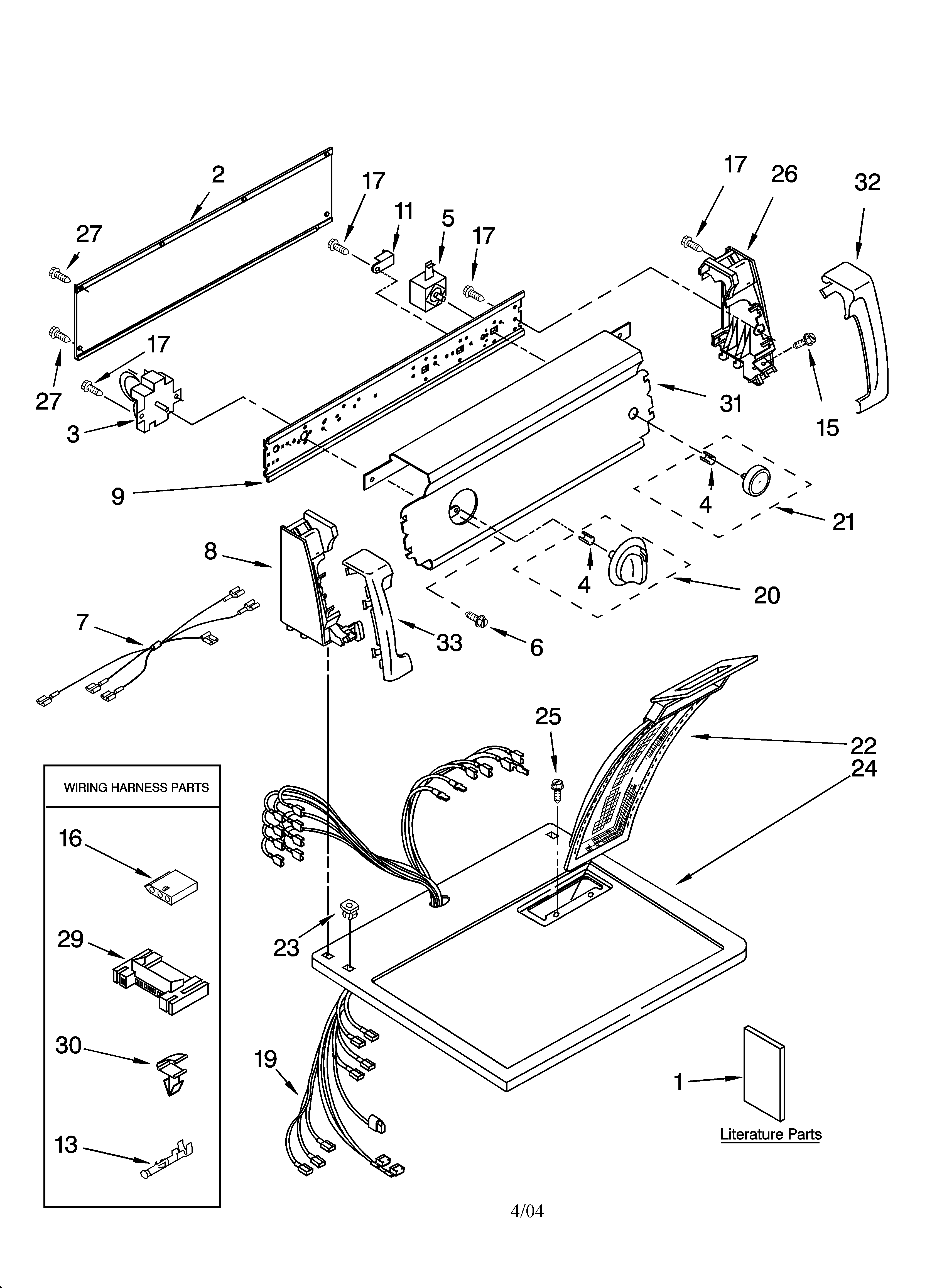 Kenmore 11064642400 top and console parts diagram