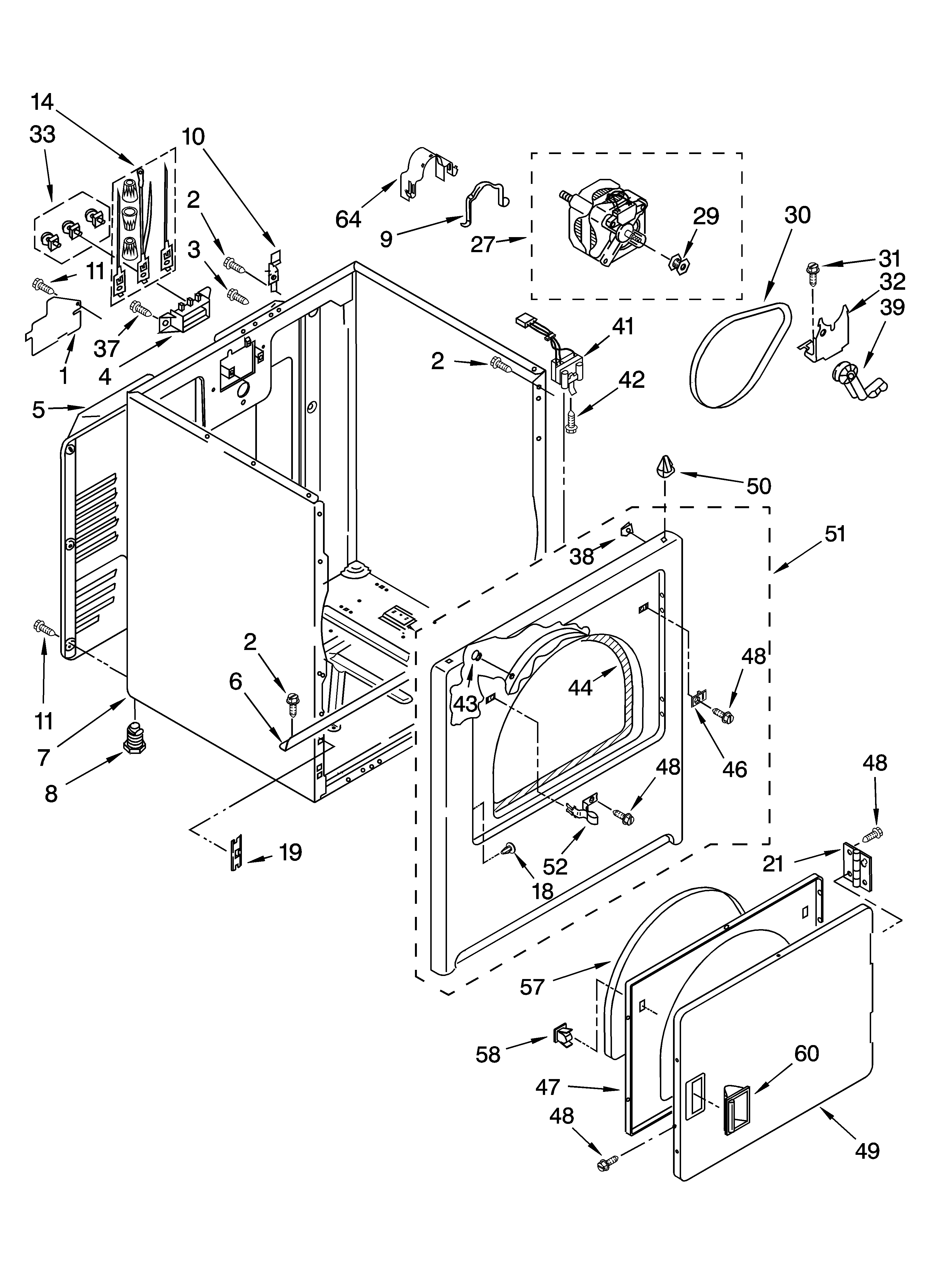 Kenmore 11064642400 cabinet parts diagram