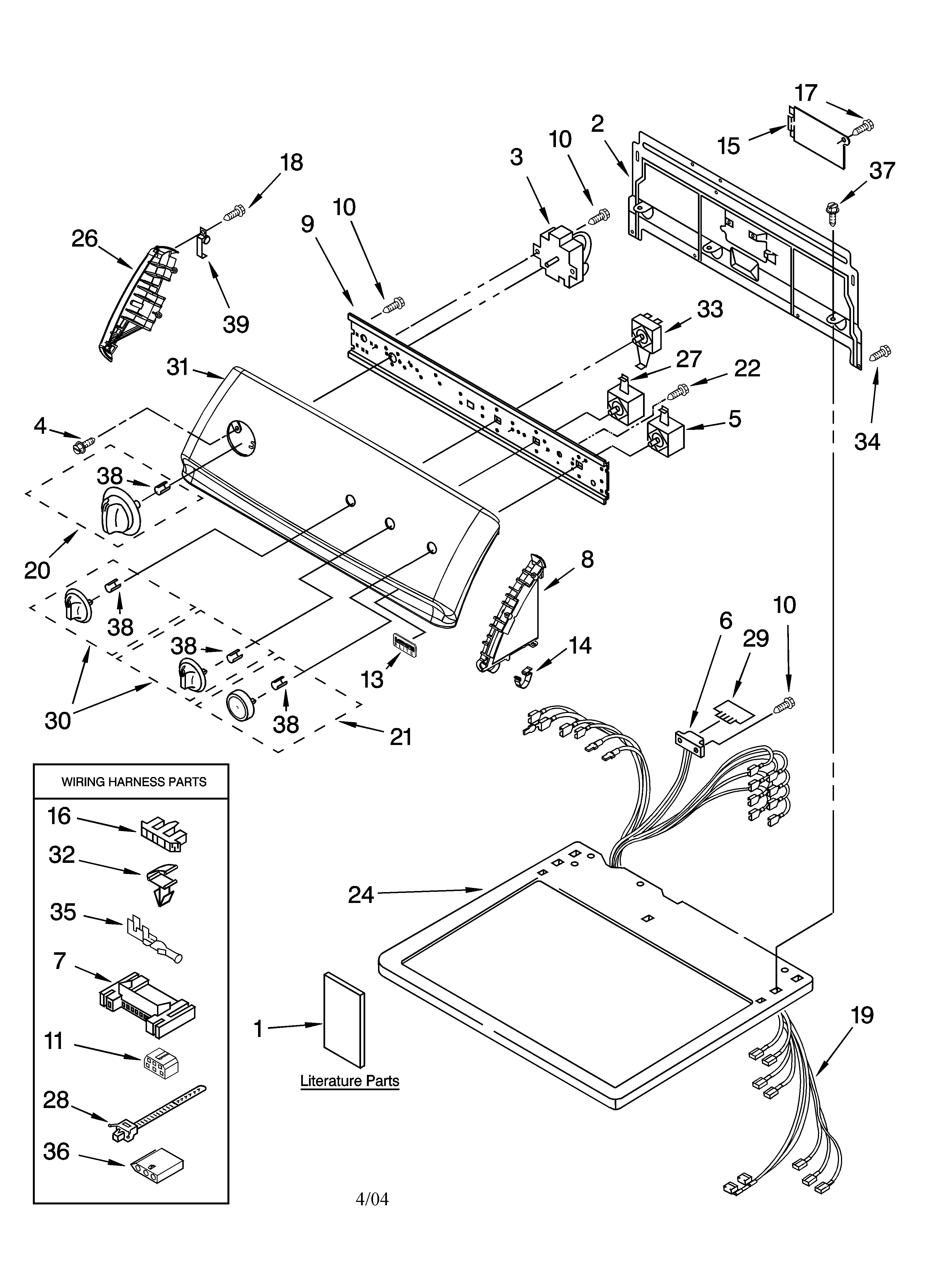 Kenmore Elite 11065926400 top and console parts diagram