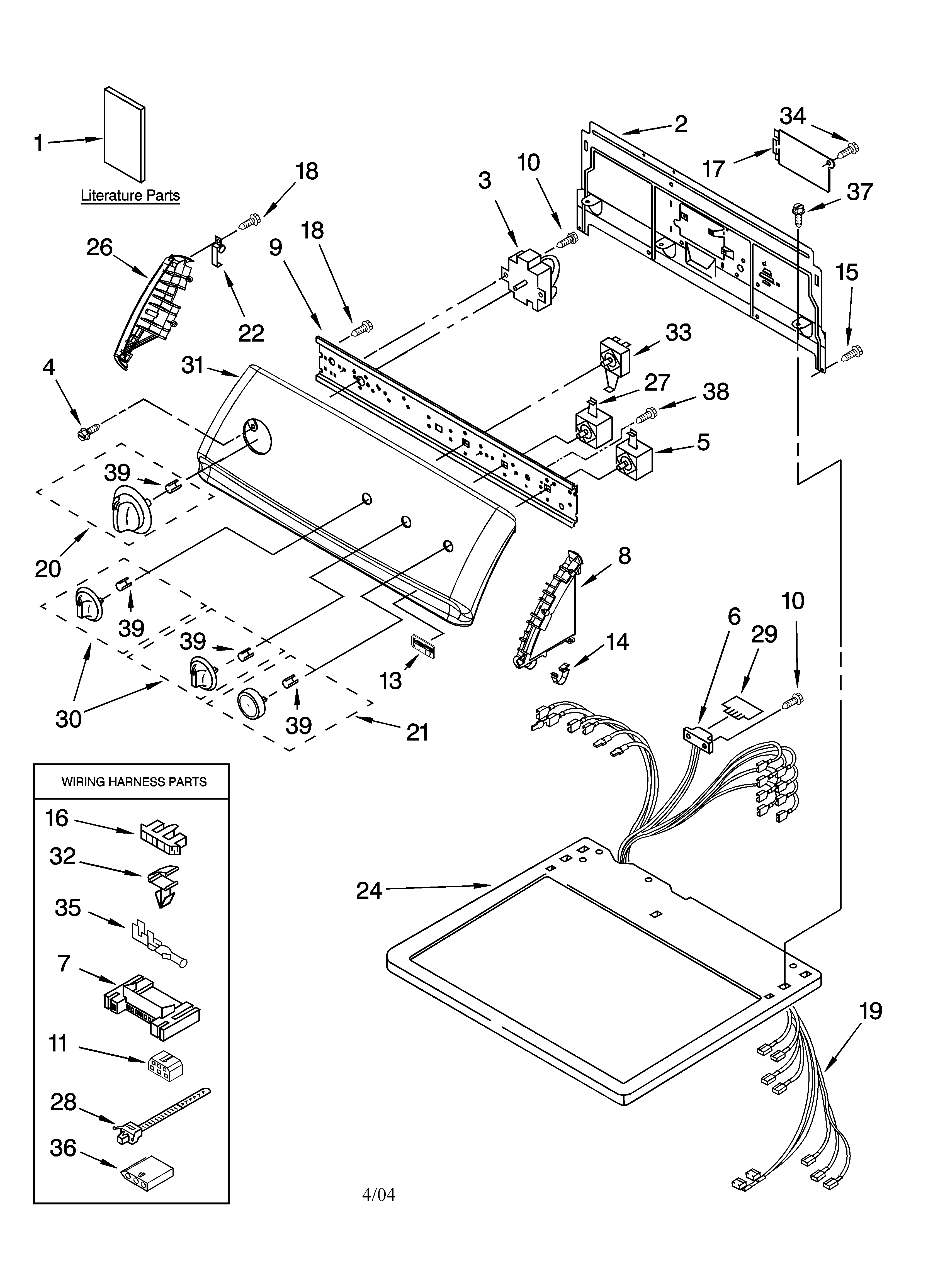 Kenmore Elite 11065942400 top and console parts diagram
