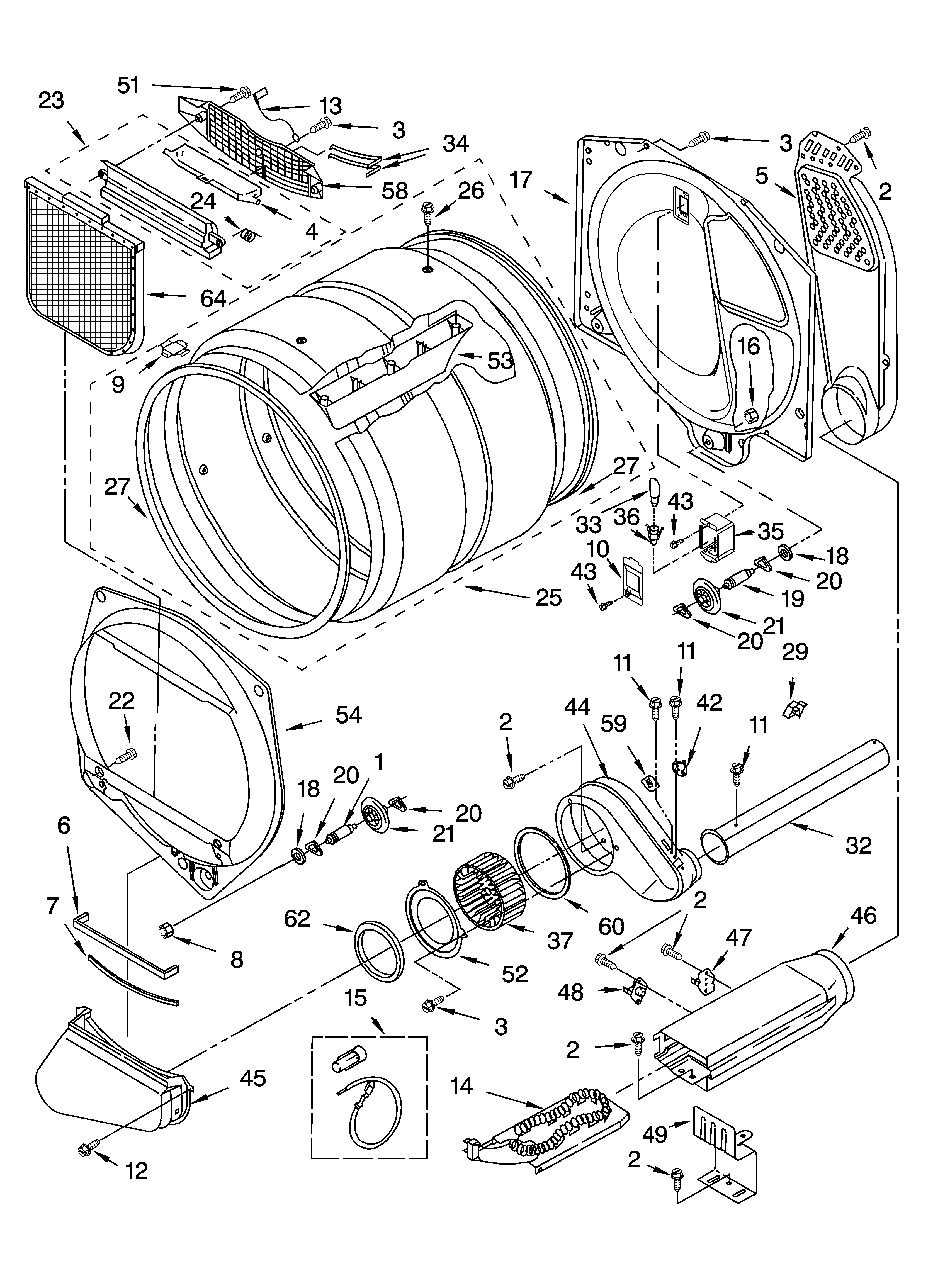 Kenmore Elite 11065966400 bulkhead parts diagram