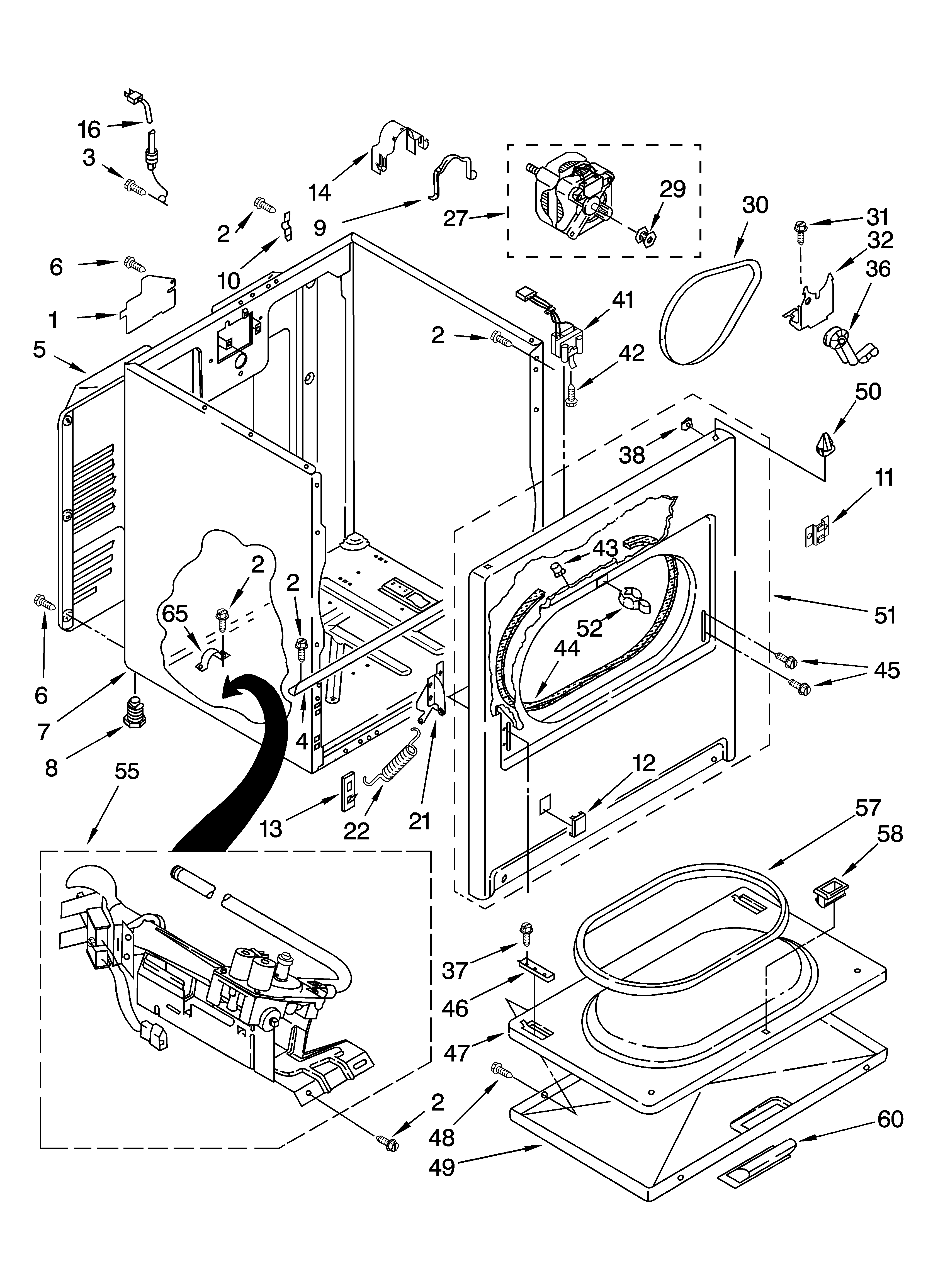 Kenmore 11074732400 cabinet parts diagram