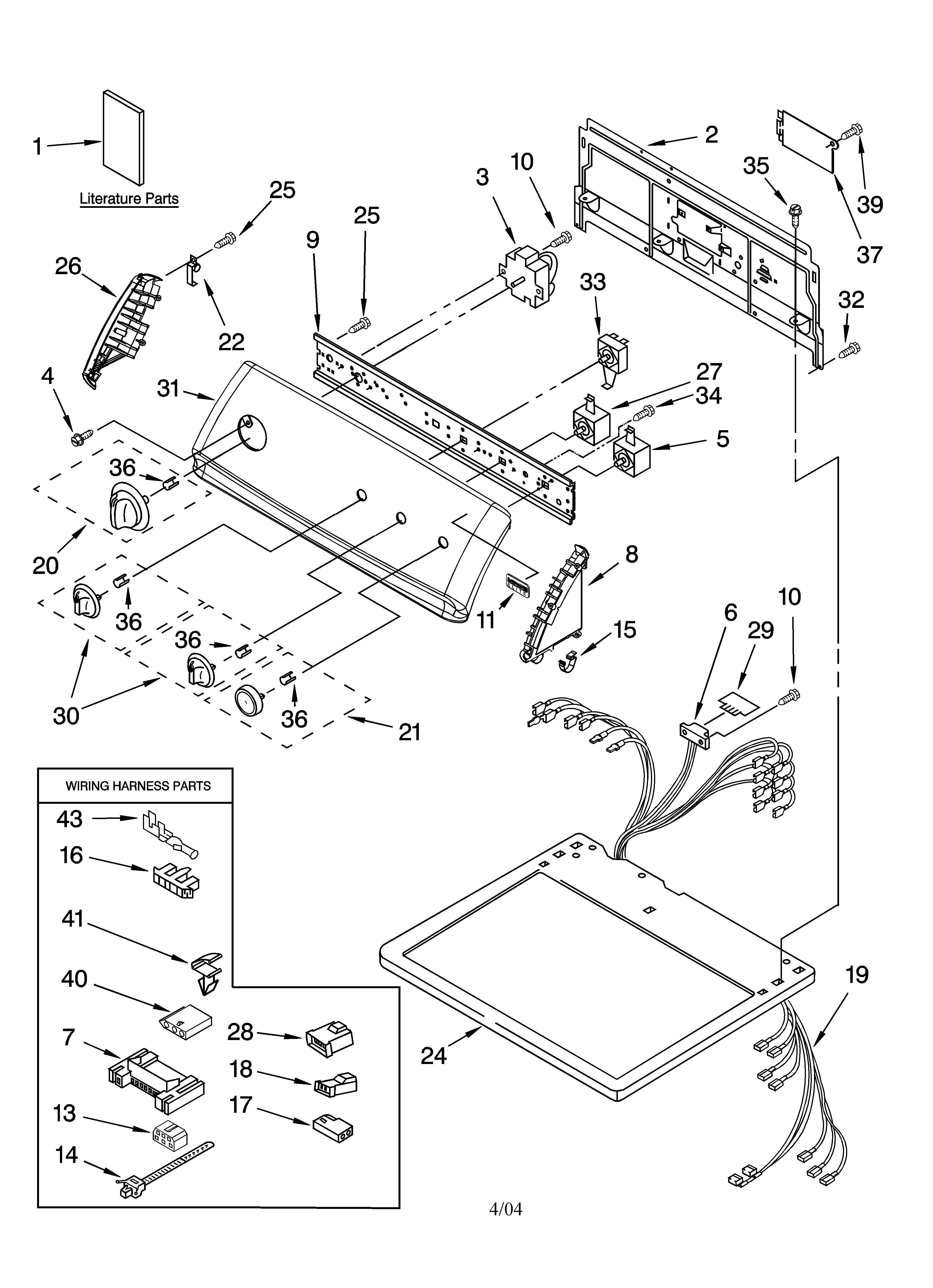 Kenmore Elite 11075942400 top and console parts diagram