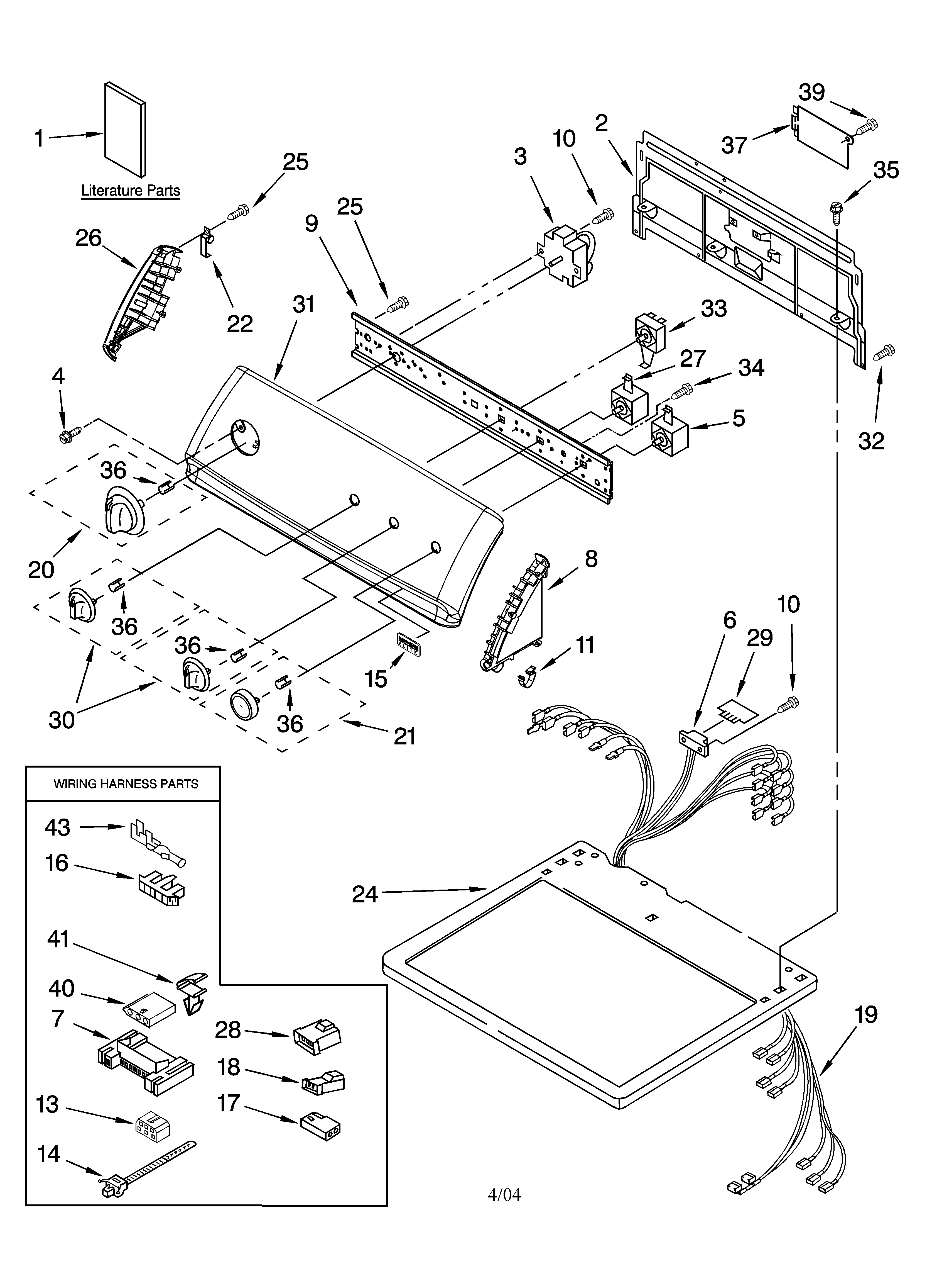 Kenmore Elite 11075964400 top and console parts diagram