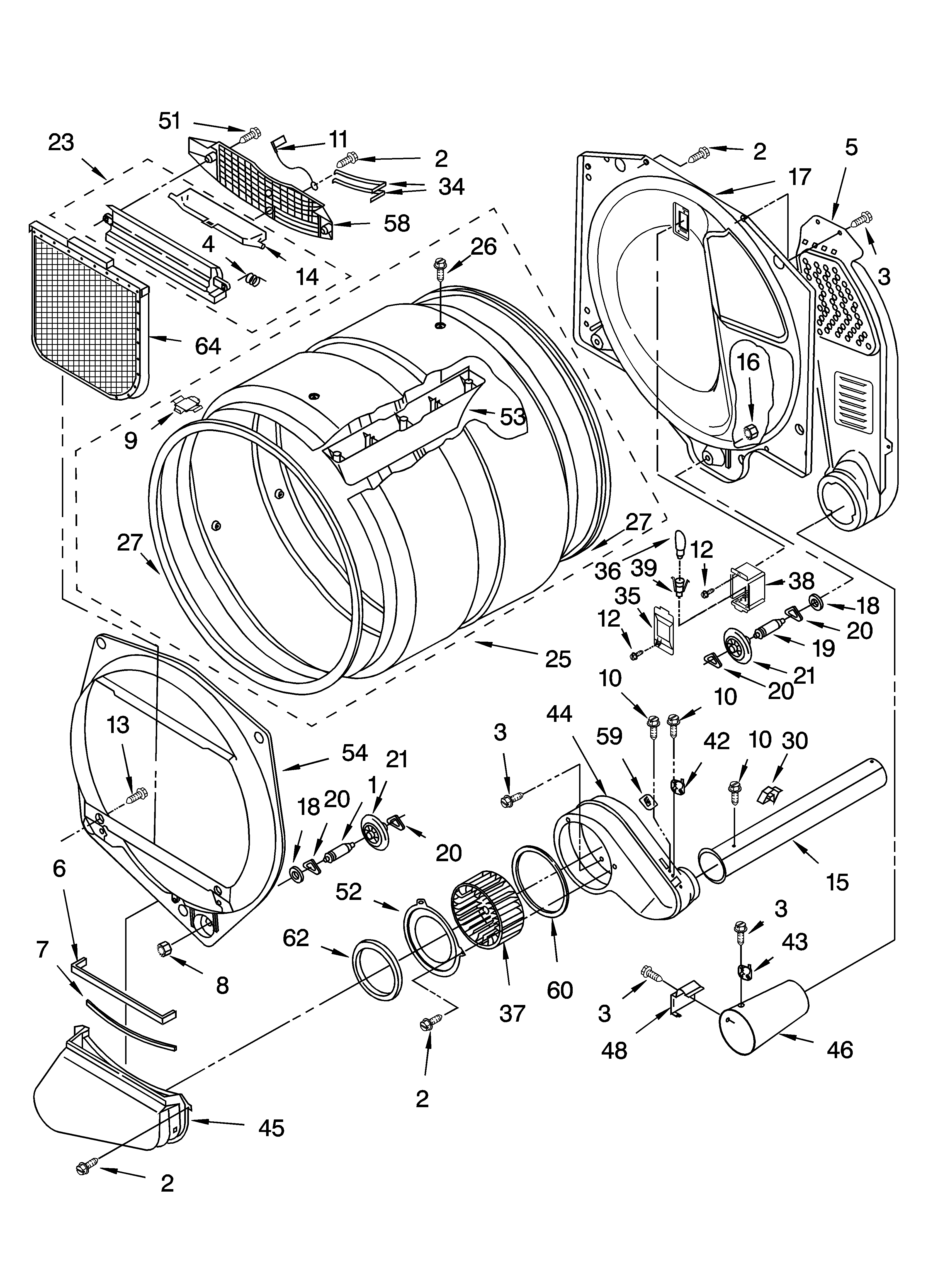 Kenmore Elite 11075964400 bulkhead parts diagram